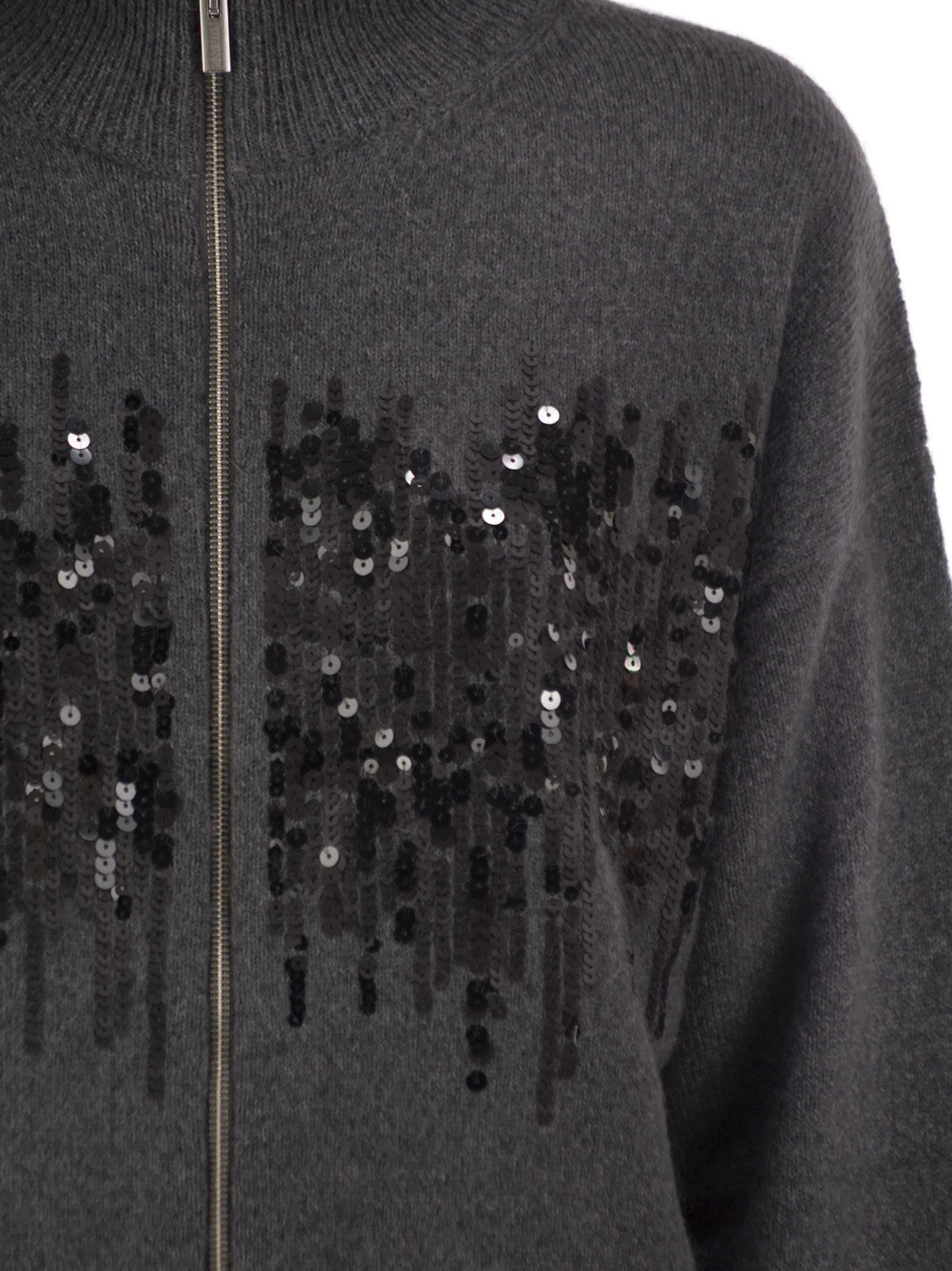 Peserico Women Knitted Cardigan With Sequins And Two-Way Zip PESERICO