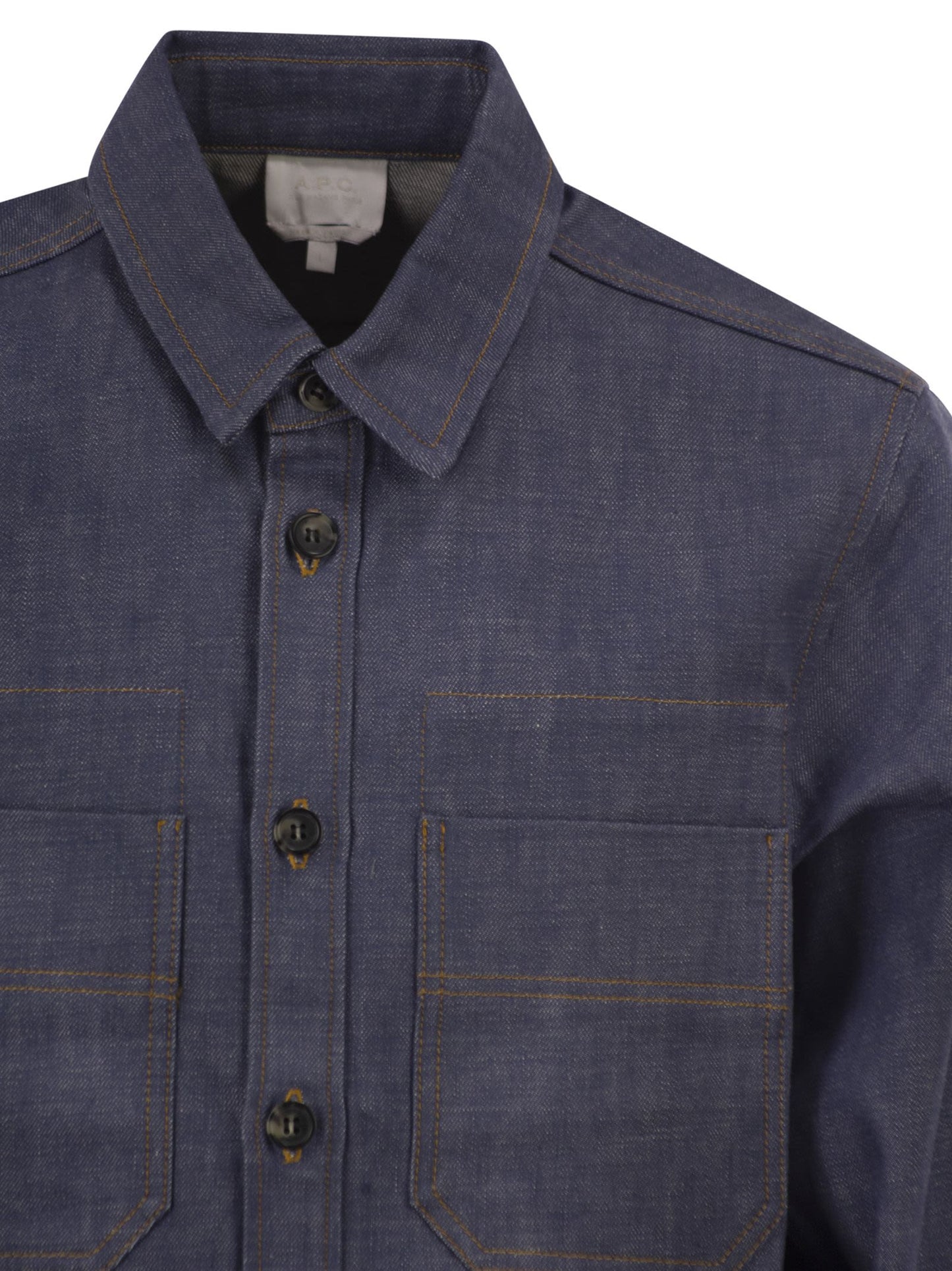 A.P.C. Men Cotton Denim Shirt With Patch Pockets A.P.C.