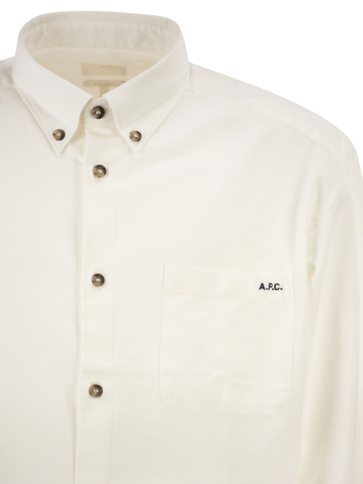 A.P.C. Men Cotton Button-Down Shirt With Embroidered Logo A.P.C.
