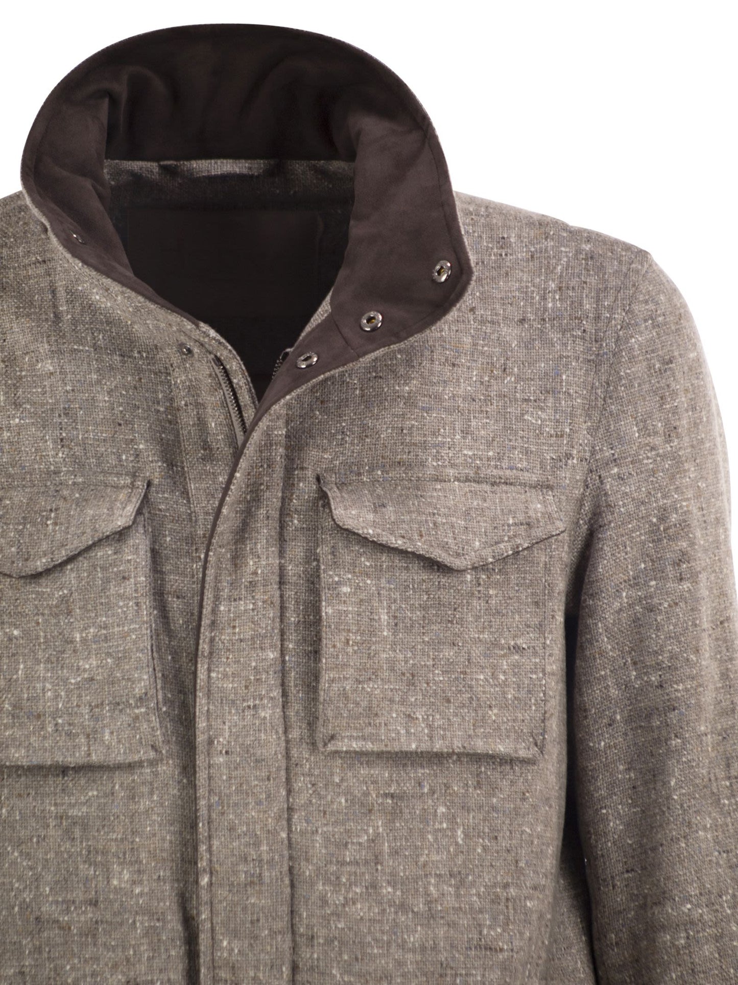 Herno Men Virgin Wool Field Jacket With Concealed Hood HERNO