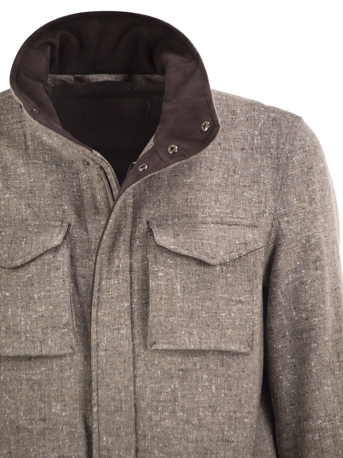 Herno Men Virgin Wool Field Jacket With Concealed Hood HERNO