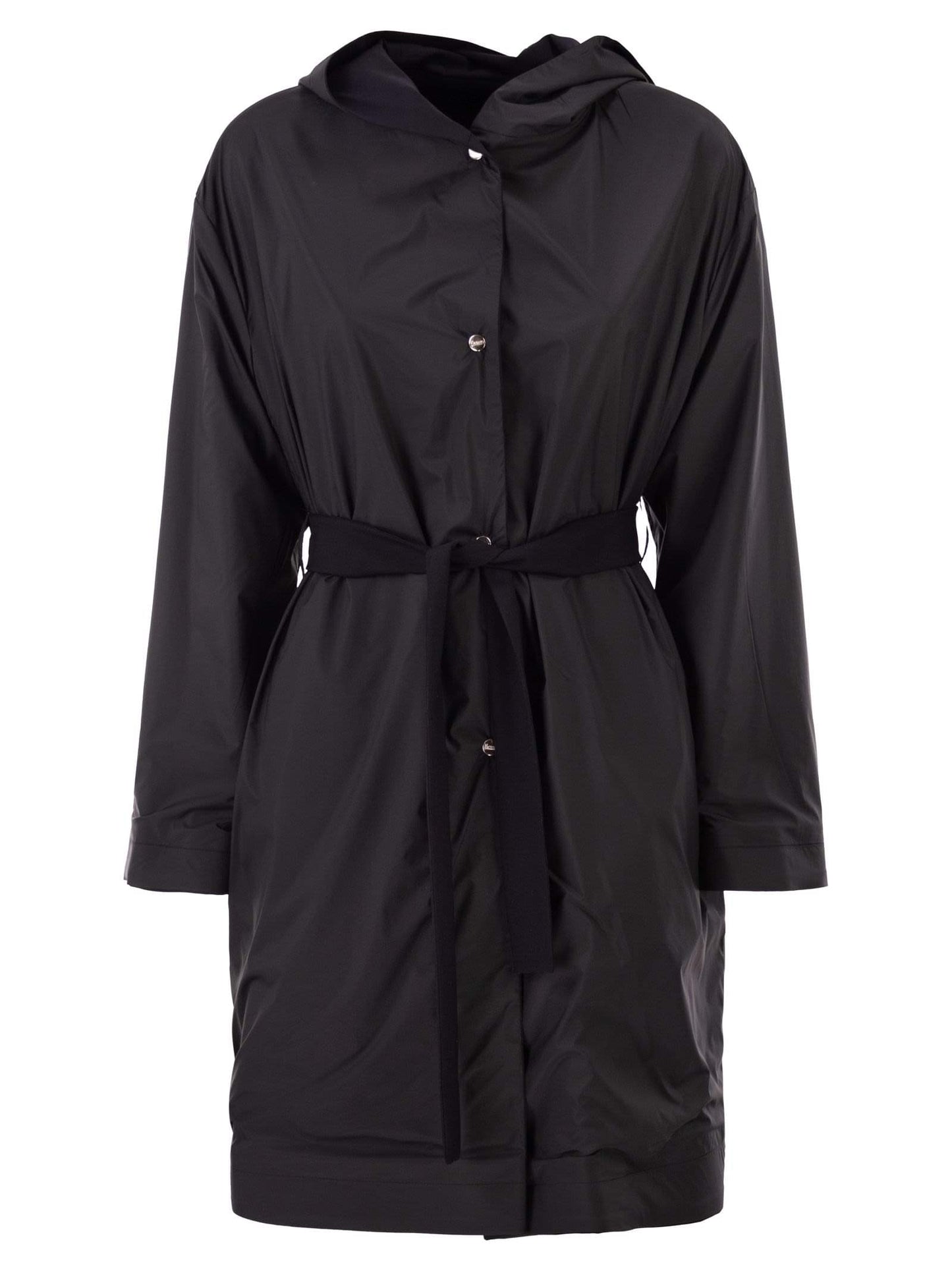 Herno Women Reversible Coat With Hood In Stretch Wool And Nylon HERNO