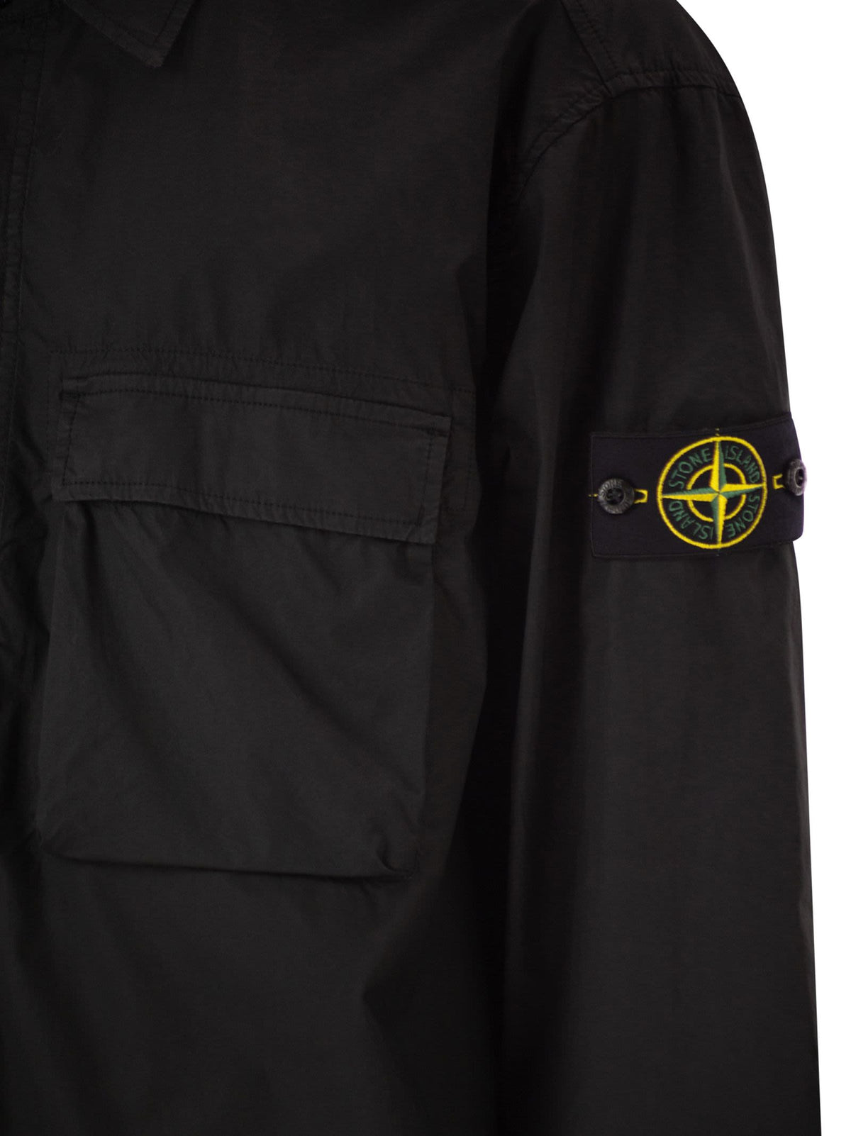 Stone Island Men Comfort Fit Overshirt With Press Studs