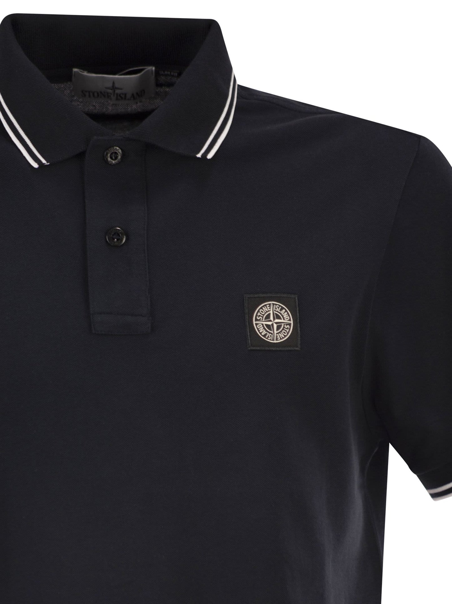Stone Island Men Slim Fit Short Sleeve Polo Shirt With Compass Patch STONE ISLAND