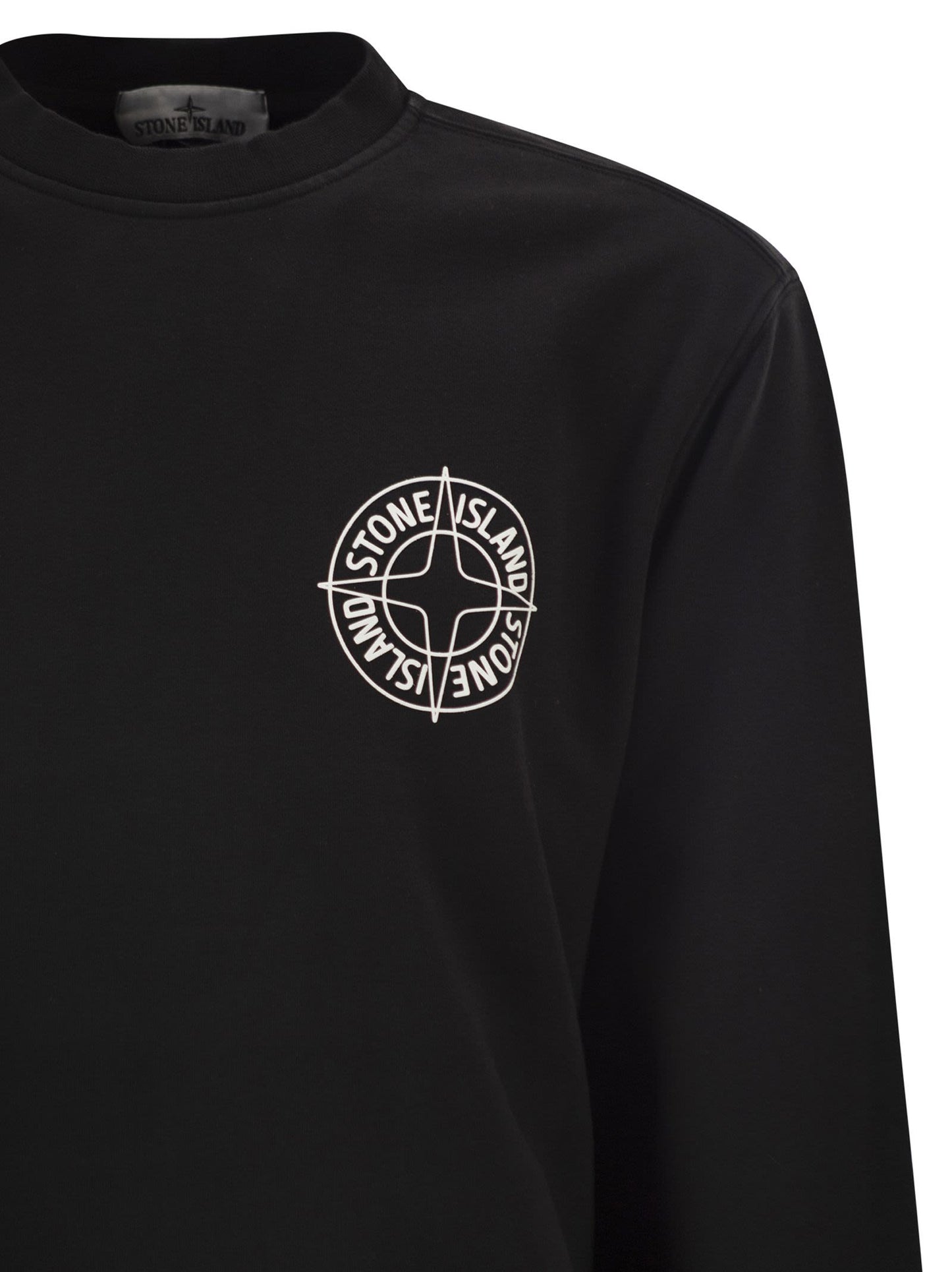 Stone Island Men Oversized Crew Neck Sweatshirt With “Outline Compass” Print STONE ISLAND