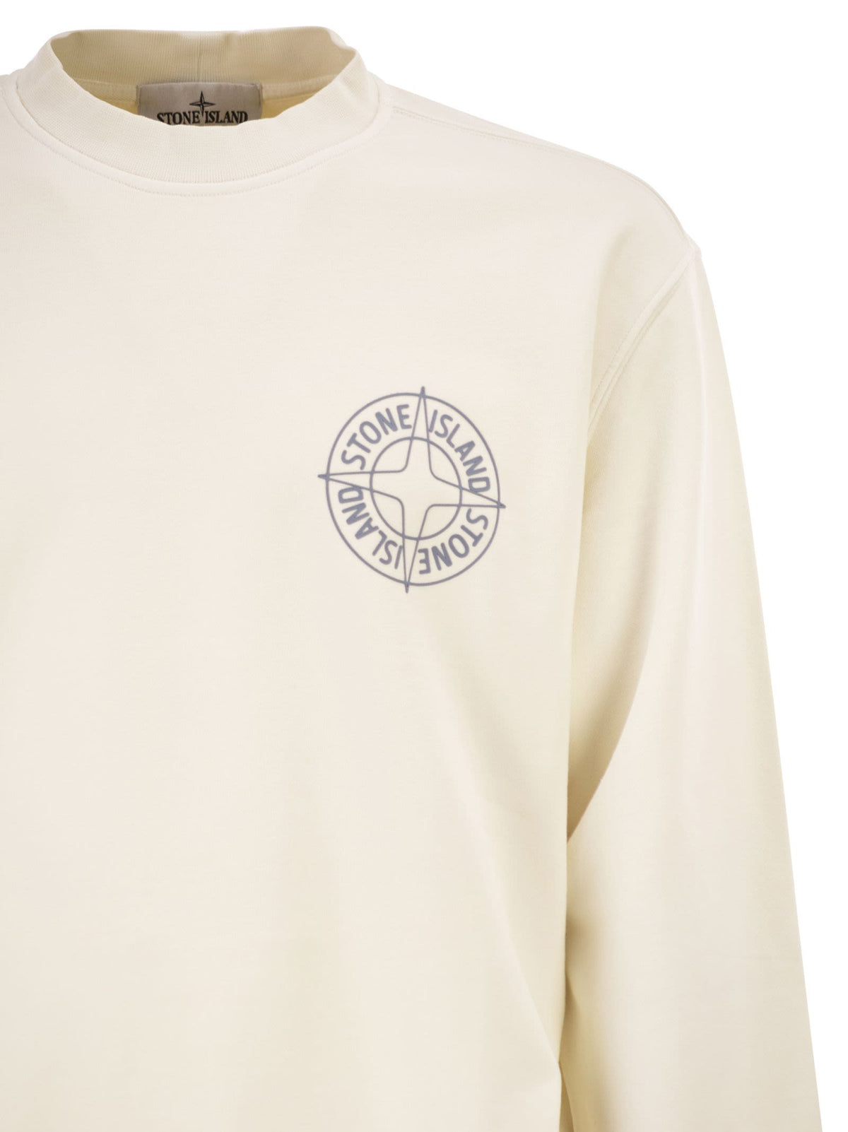 Stone Island Men Oversized Crew Neck Sweatshirt With “Outline Compass” Print STONE ISLAND