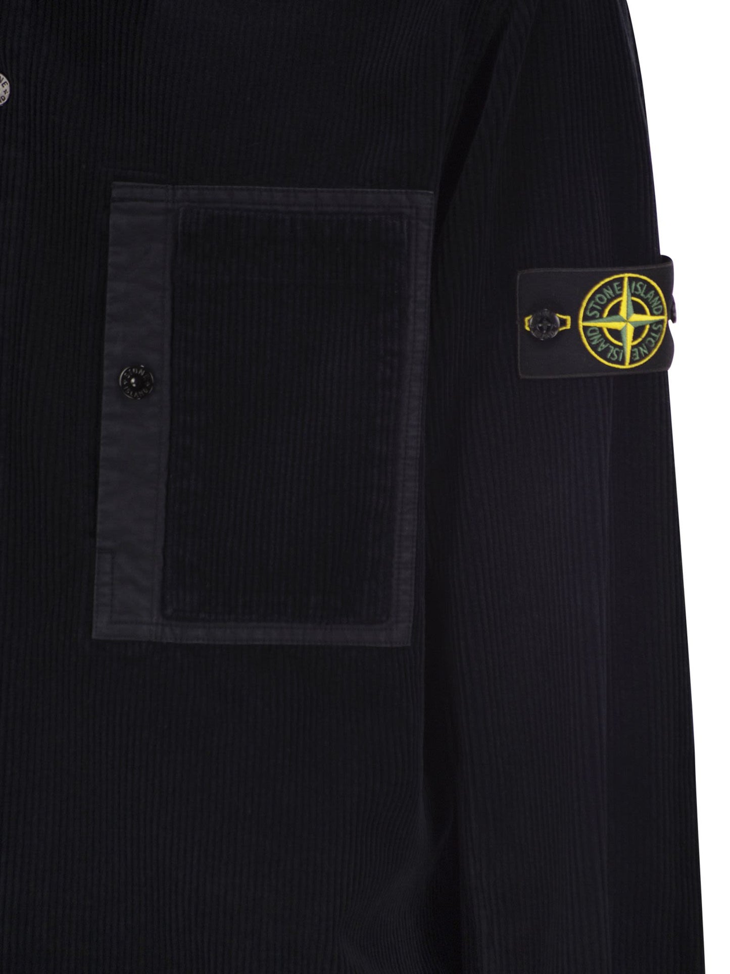 Stone Island Men Cotton Corduroy Overshirt With Compass Badge STONE ISLAND
