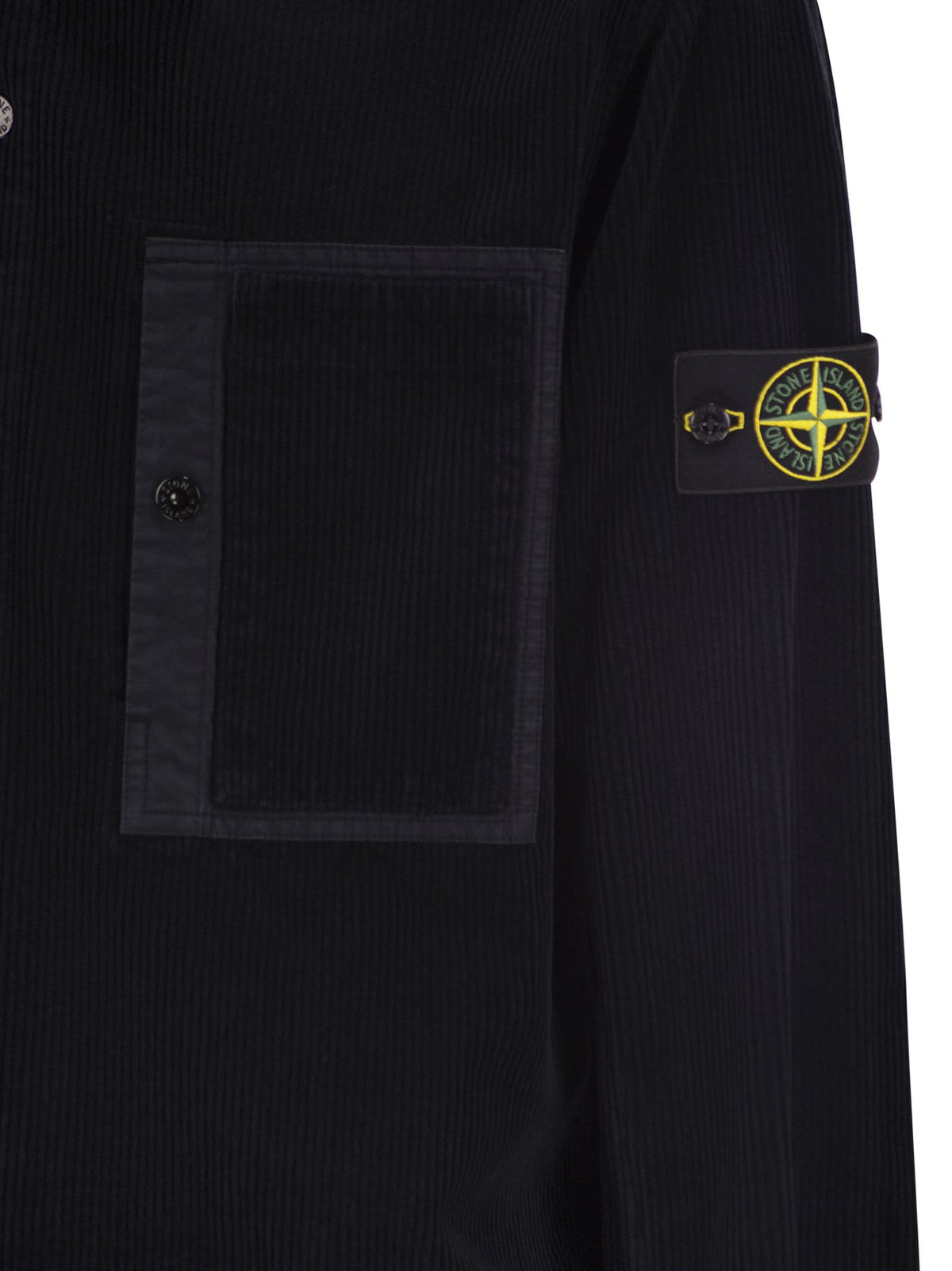 Stone Island Men Cotton Corduroy Overshirt With Compass Badge STONE ISLAND