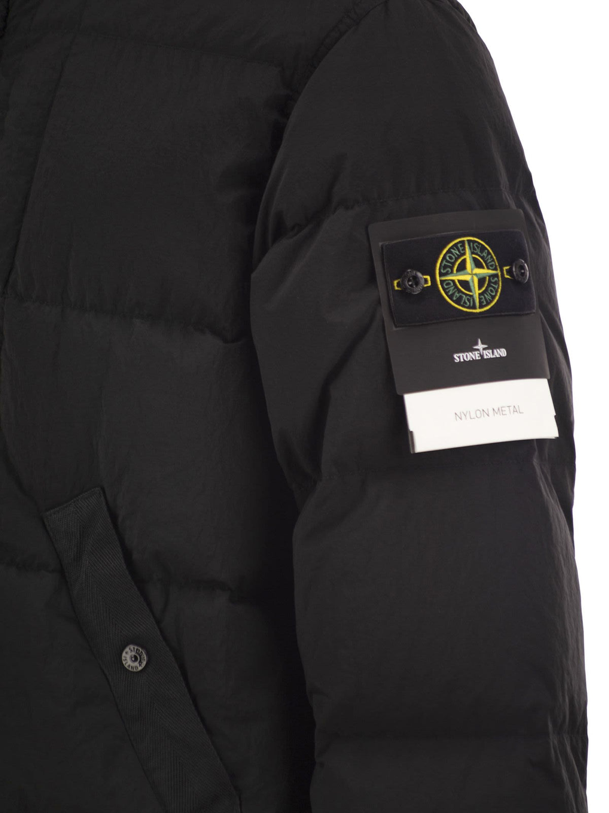 Stone Island Men Nylon Metal Hooded Down Jacket With Compass Badge