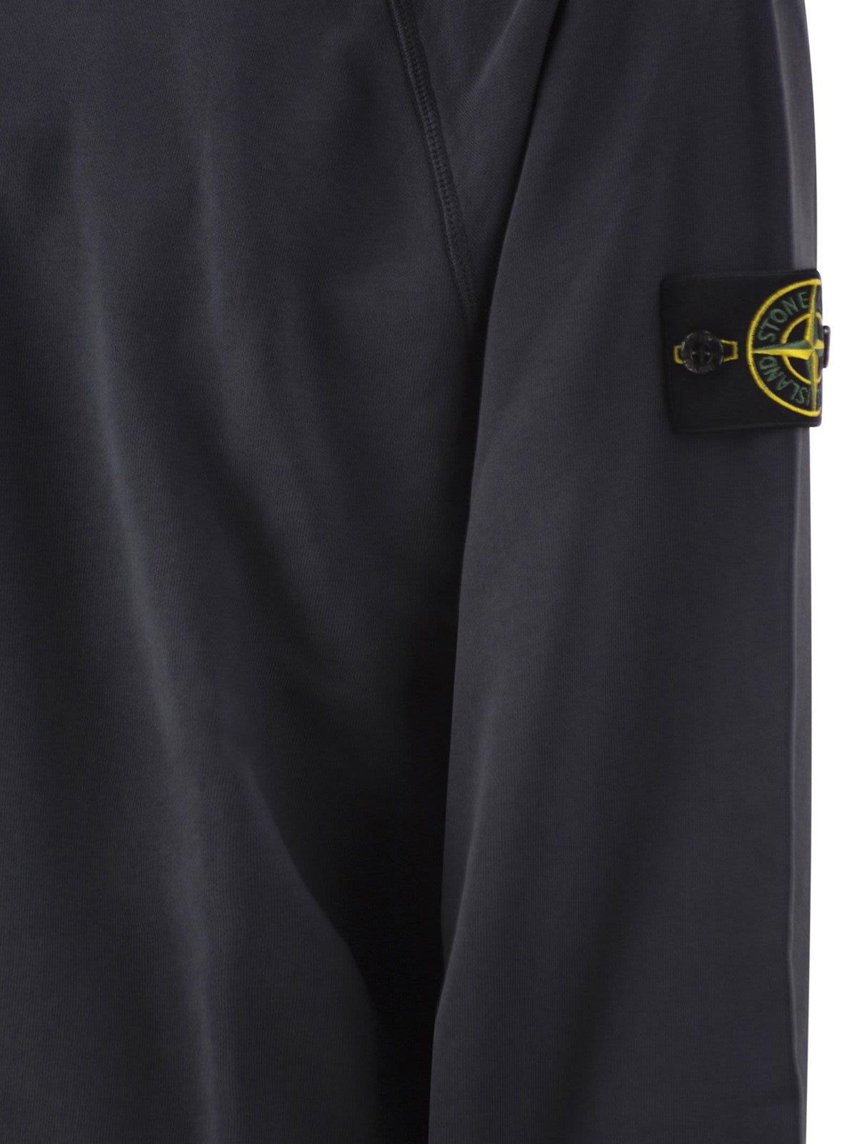 Stone Island Men Cotton Crew Neck Sweatshirt With Compass Badge STONE ISLAND