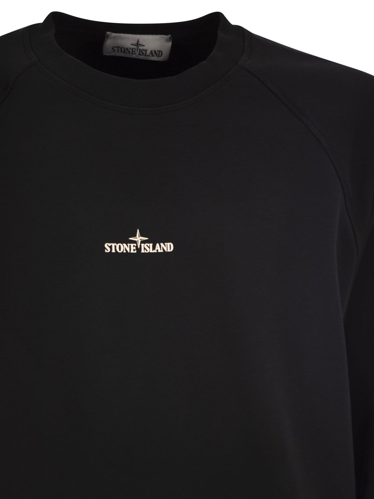Stone Island Men Cotton Crew Neck Sweatshirt With Oversized Compass Back Print STONE ISLAND