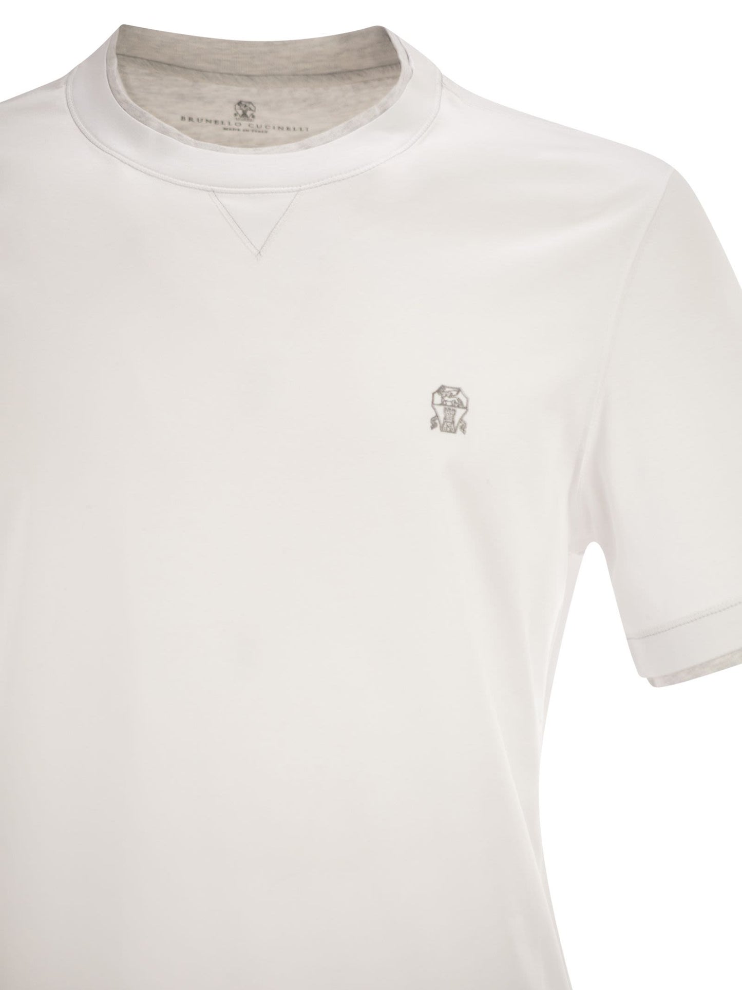 Brunello Cucinelli Men Cotton Jersey Crew Neck T-Shirt With Logo And Faux Layering BRUNELLO CUCINELLI