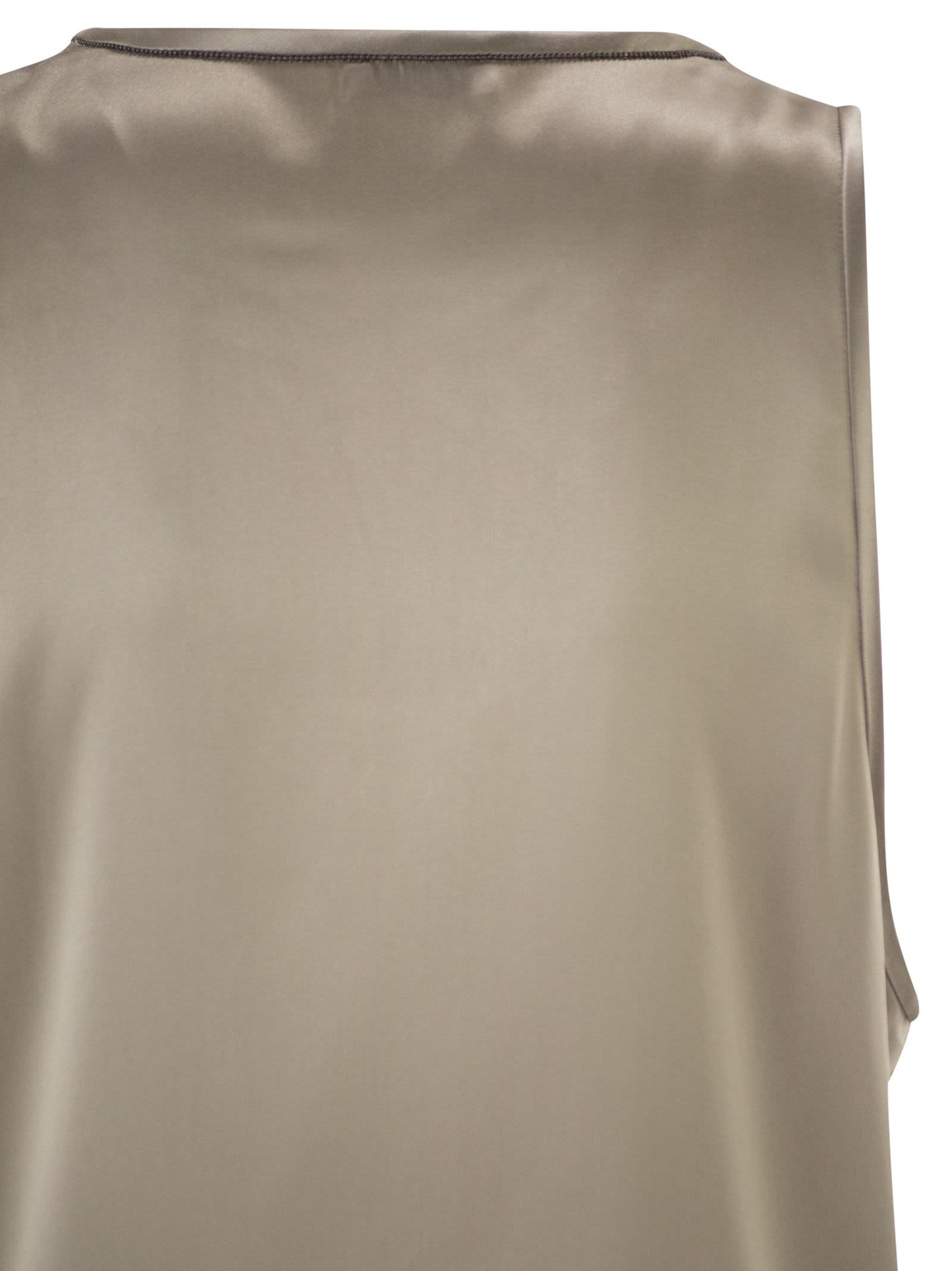 Brunello Cucinelli Women Stretch Silk Satin Crew Neck Top BRUNELLO CUCINELLI