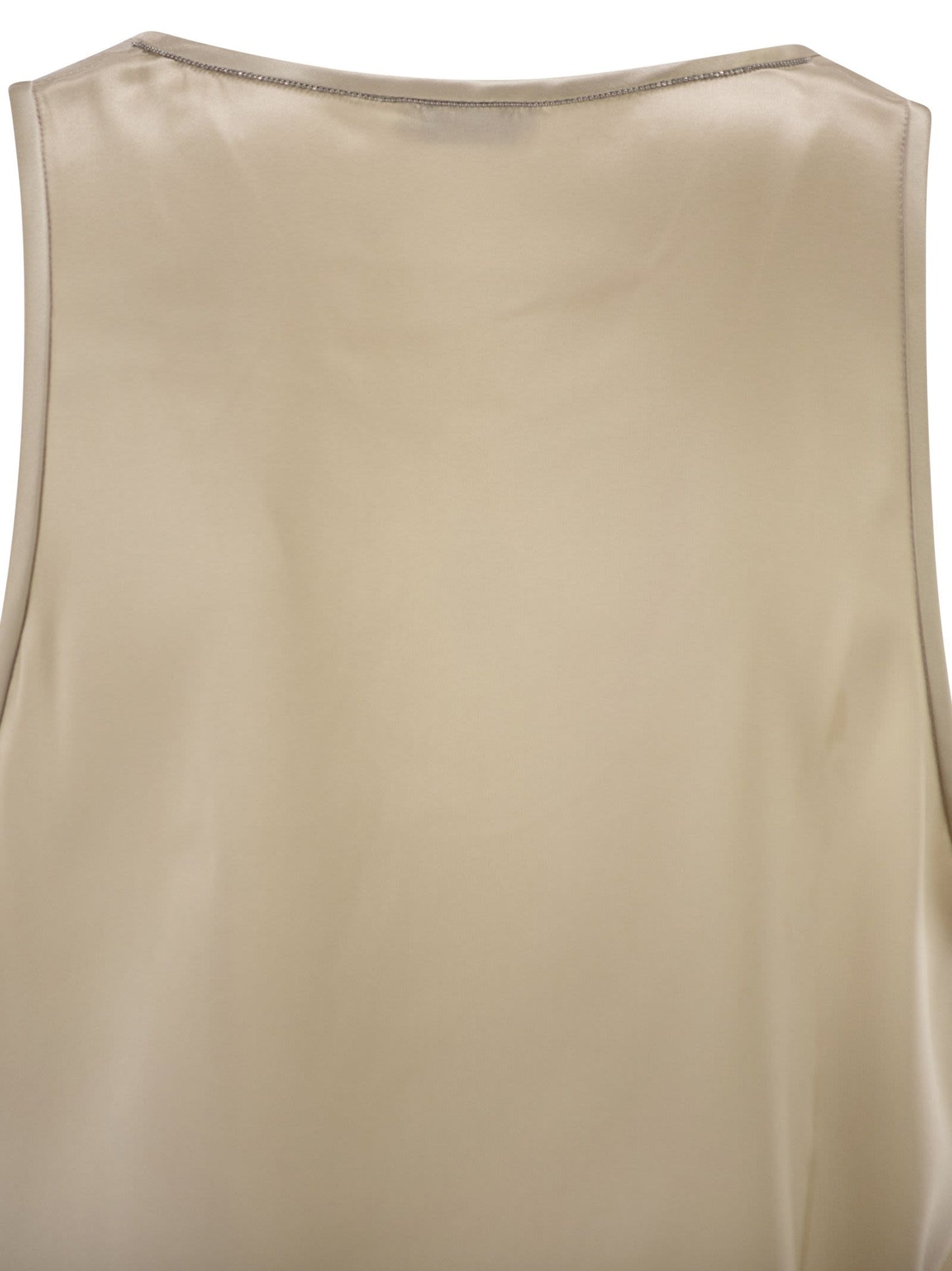Brunello Cucinelli Women Stretch Silk Satin Crew Neck Top BRUNELLO CUCINELLI