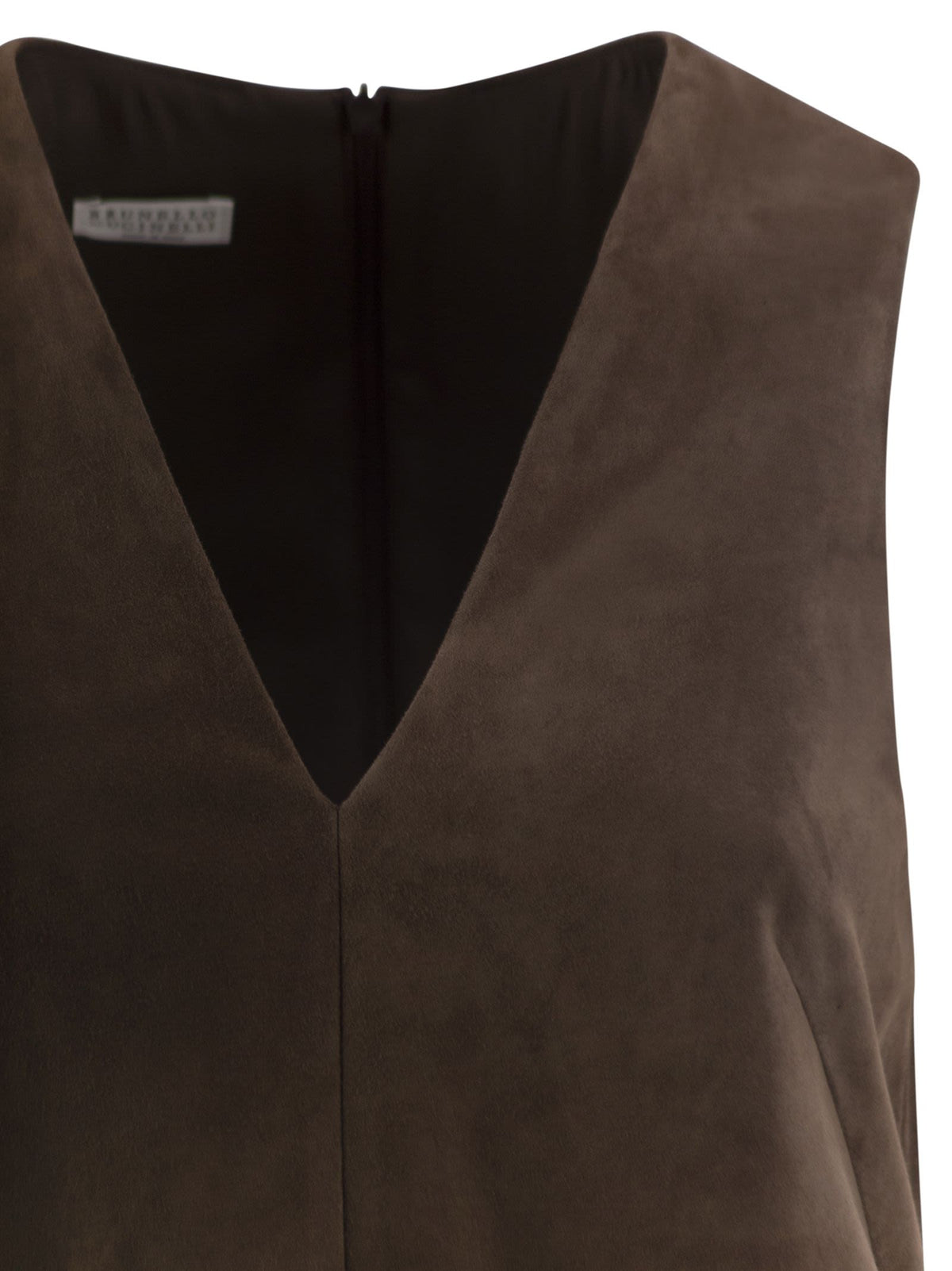 Brunello Cucinelli Women Short Suede Dress With V-Neckline BRUNELLO CUCINELLI