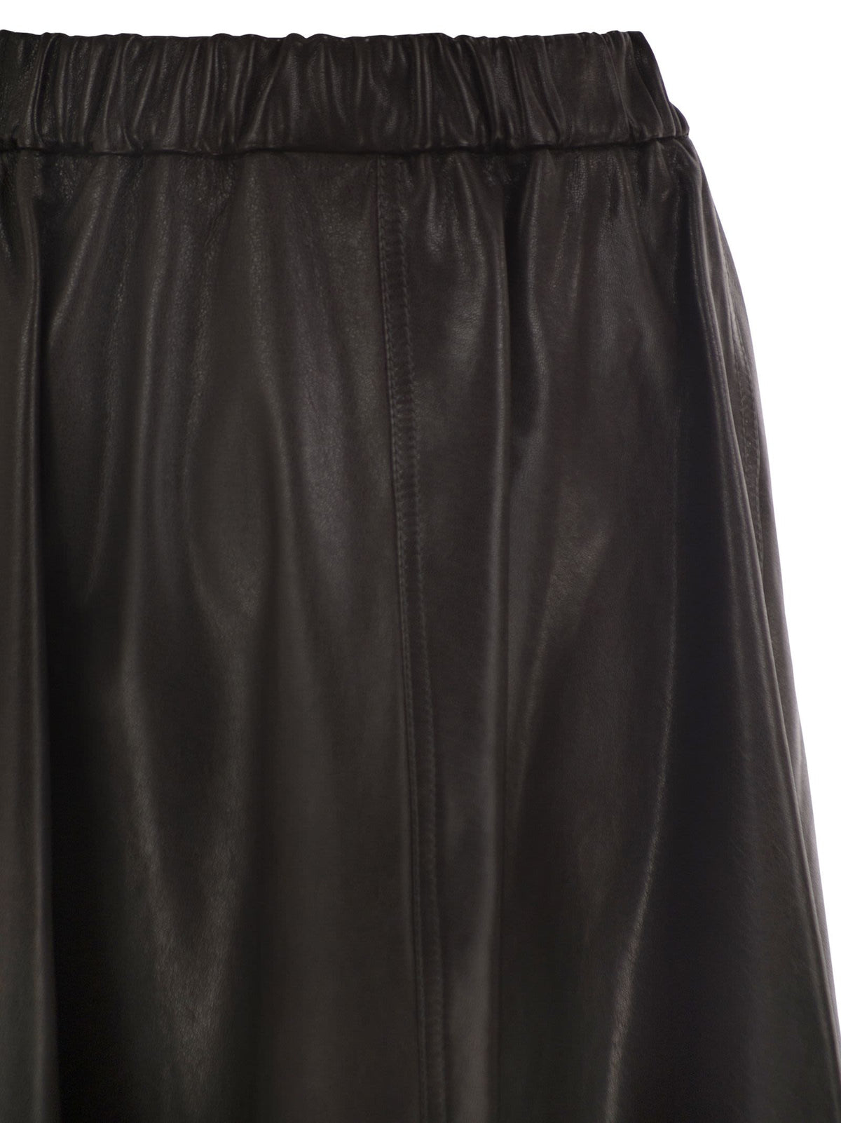 Brunello Cucinelli Women Flared Nappa Leather Skirt With Elasticated Waist BRUNELLO CUCINELLI