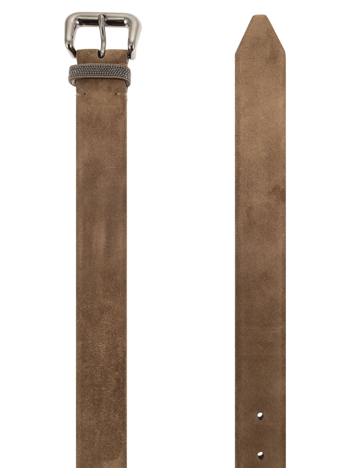 Brunello Cucinelli Women Suede Leather Belt With Jewelled Keeper