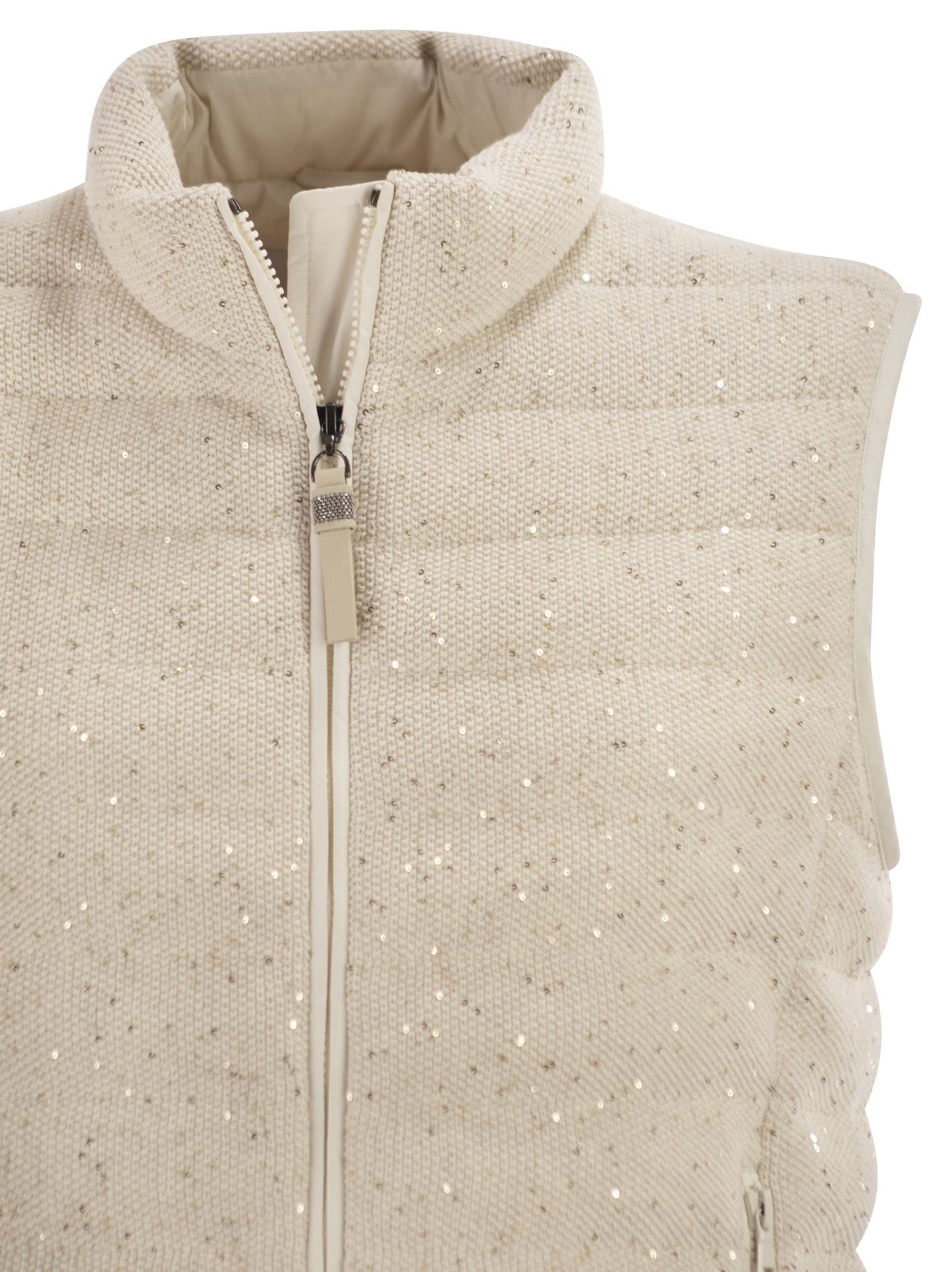 Brunello Cucinelli Women Padded Cotton Waistcoat With Sequins And Precious Details BRUNELLO CUCINELLI