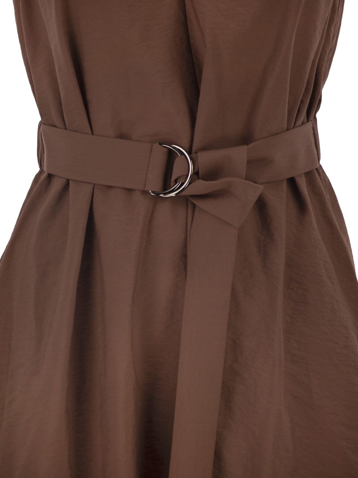 Brunello Cucinelli Women Techno Cotton Poplin Dress With Belt And Precious Shoulder Detail BRUNELLO CUCINELLI