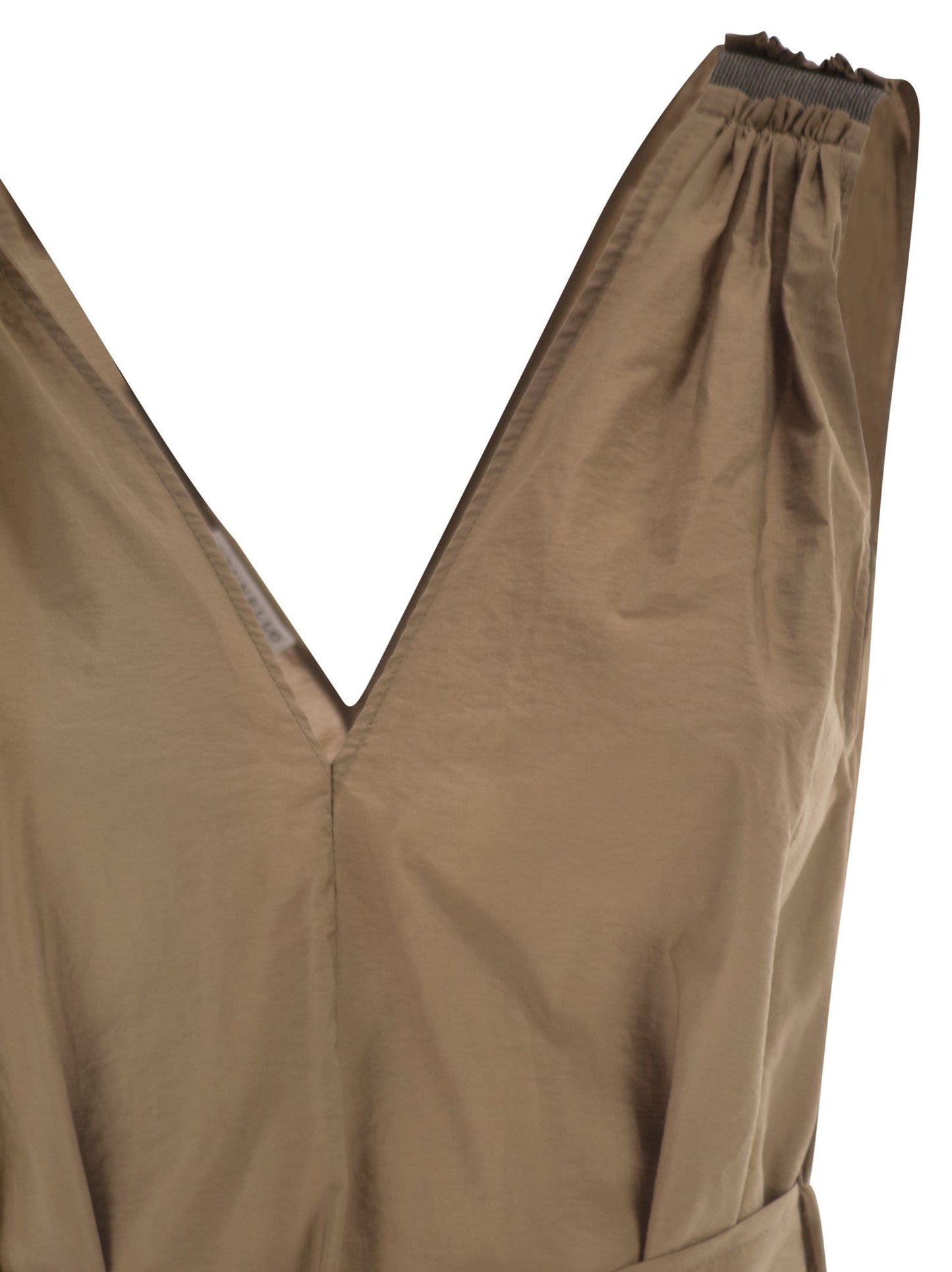Brunello Cucinelli Women Techno Cotton Poplin Dress With Belt And Precious Shoulder Detail BRUNELLO CUCINELLI