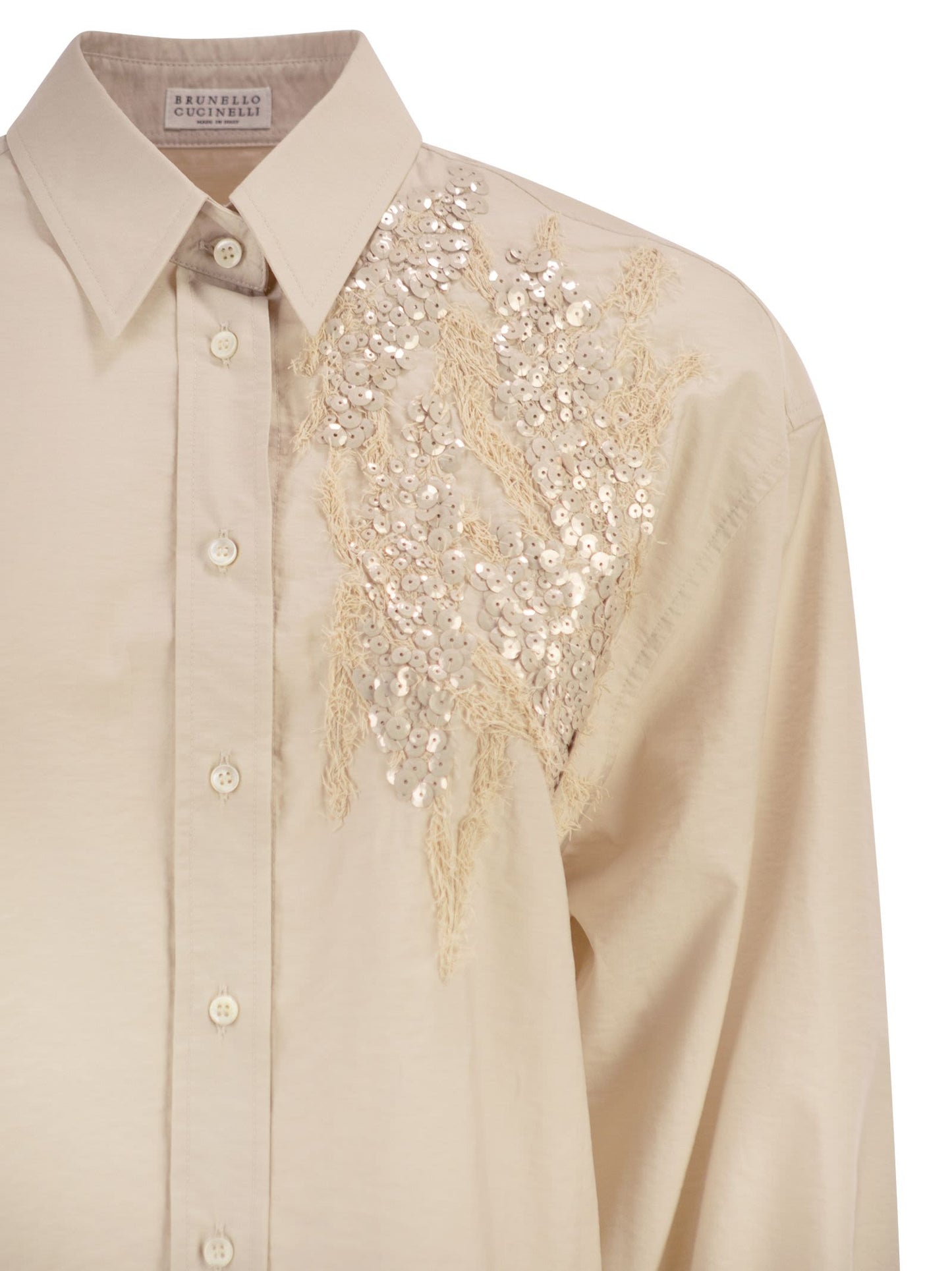 Brunello Cucinelli Women Shirt With Floral Embroidery And Sequins BRUNELLO CUCINELLI