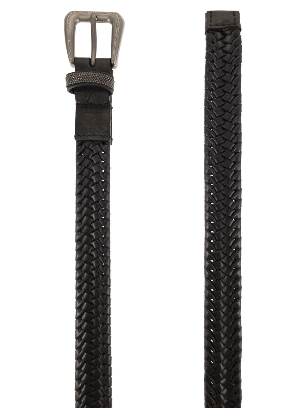 Brunello Cucinelli Women Braided Stretch Leather Belt With Eco Finish Brass Buckle BRUNELLO CUCINELLI