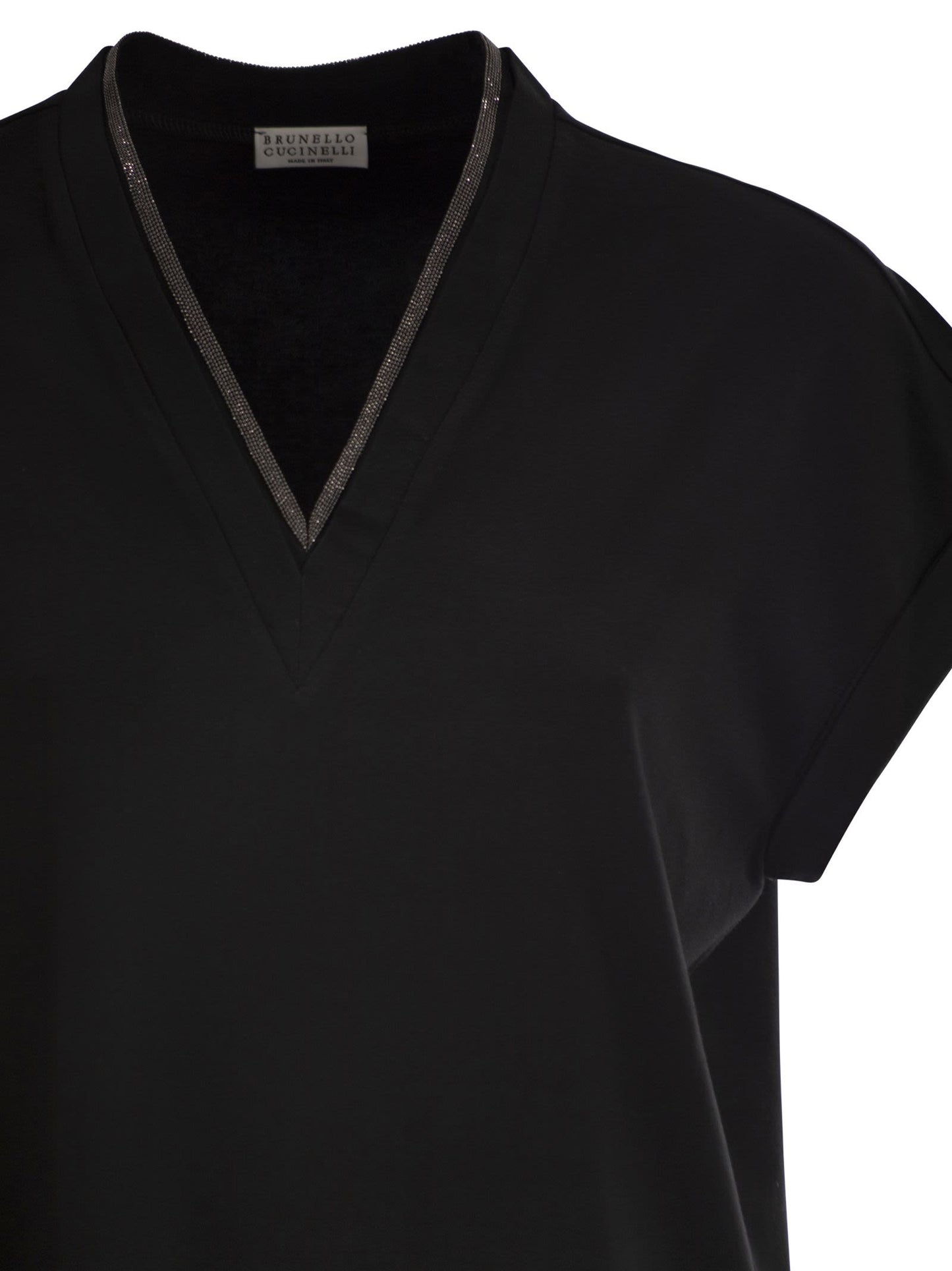 Brunello Cucinelli Women Stretch Cotton Jersey T-Shirt With Precious Neckline BRUNELLO CUCINELLI