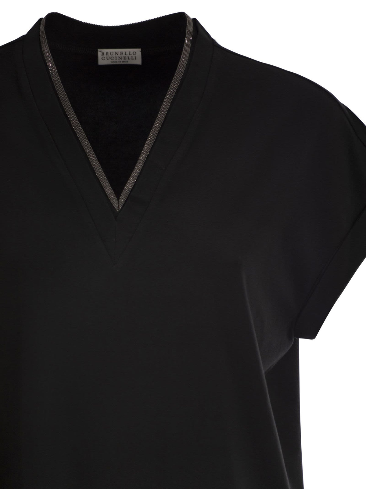 Brunello Cucinelli Women Stretch Cotton Jersey T-Shirt With Precious Neckline BRUNELLO CUCINELLI