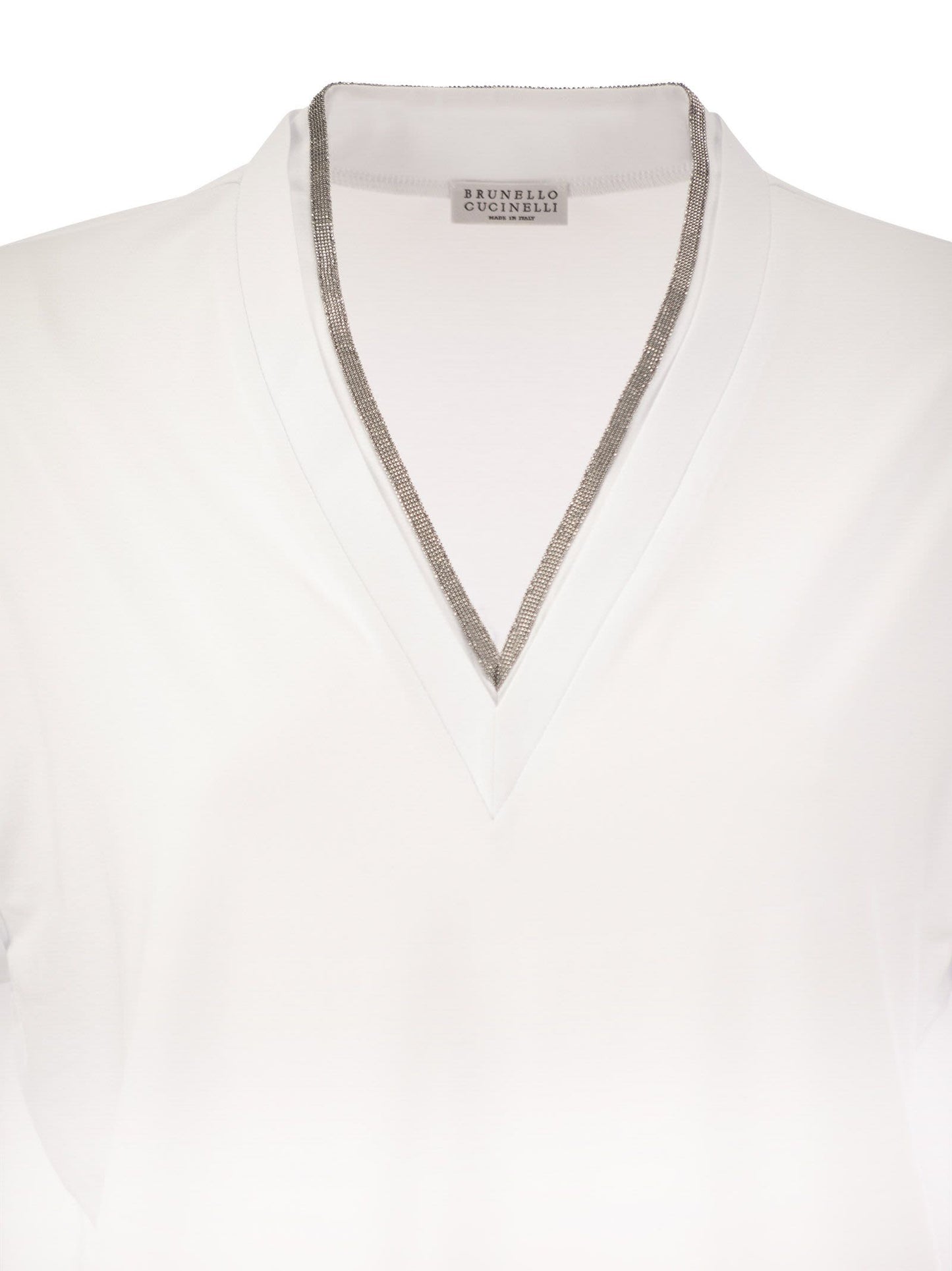 Brunello Cucinelli Women Stretch Cotton Jersey T-Shirt With Precious Neckline BRUNELLO CUCINELLI