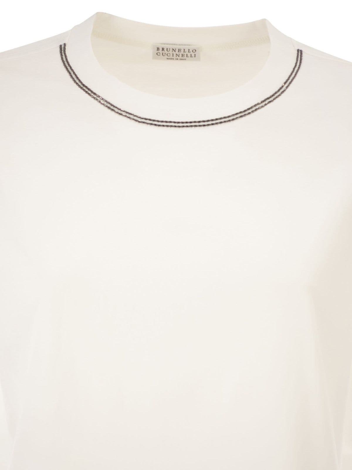 Brunello Cucinelli Women Cotton Jersey T-Shirt With Shiny Trims BRUNELLO CUCINELLI