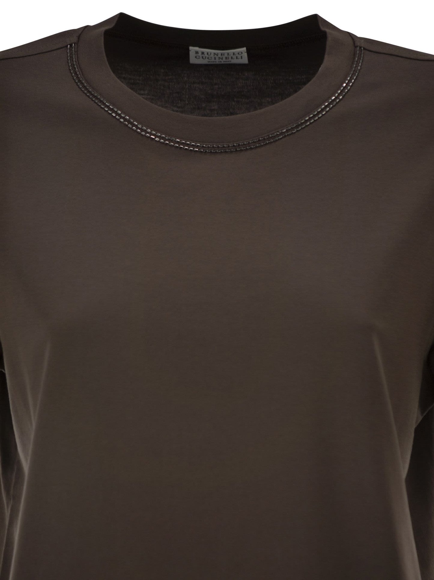 Brunello Cucinelli Women Cotton Jersey T-Shirt With Shiny Trims BRUNELLO CUCINELLI