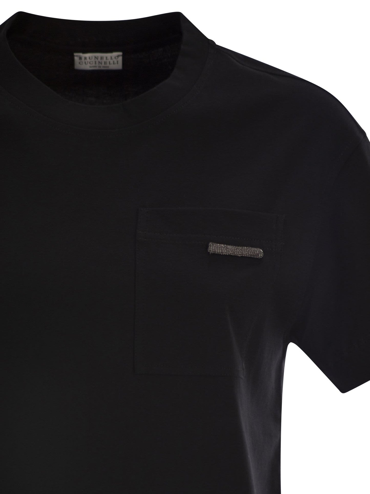 Brunello Cucinelli Women Cotton Jersey T-Shirt With Shiny Tab BRUNELLO CUCINELLI