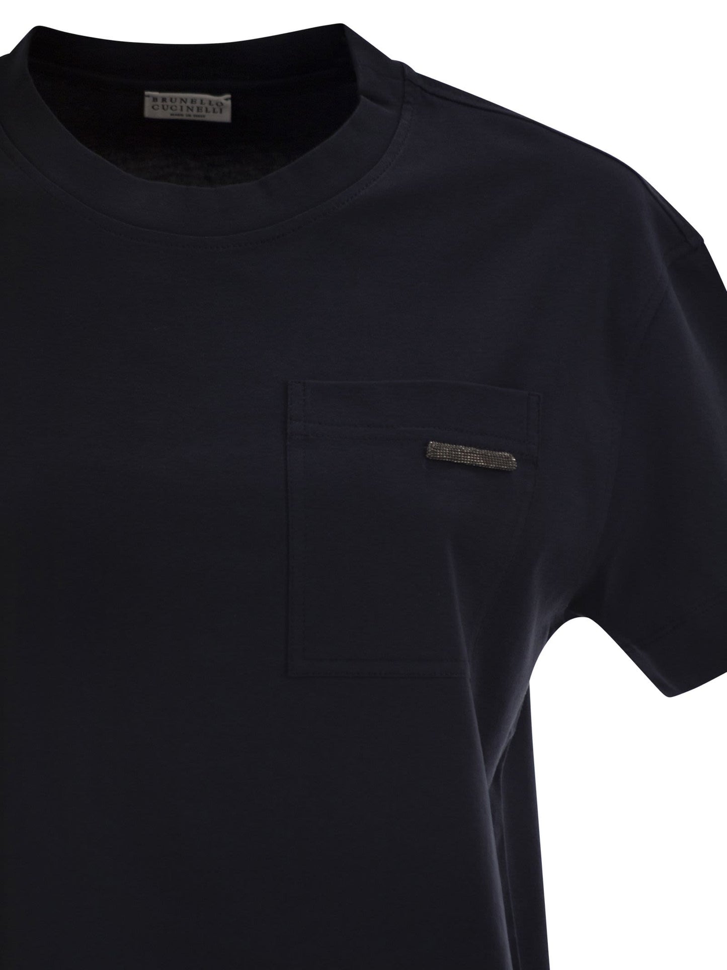 Brunello Cucinelli Women Cotton Jersey T-Shirt With Shiny Tab BRUNELLO CUCINELLI