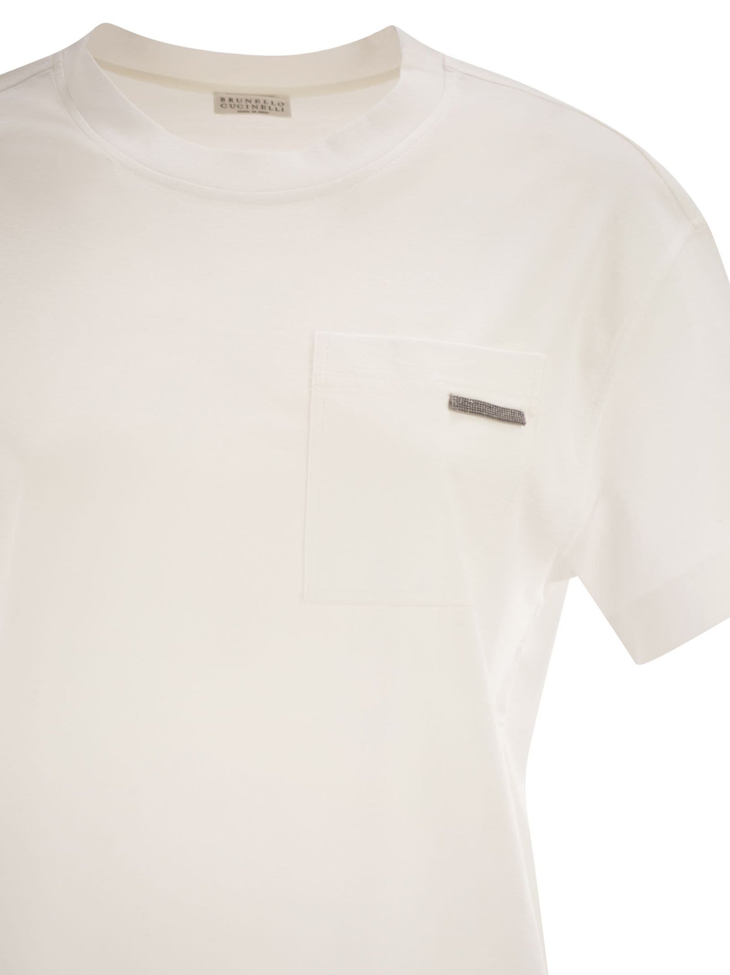 Brunello Cucinelli Women Cotton Jersey T-Shirt With Shiny Tab BRUNELLO CUCINELLI