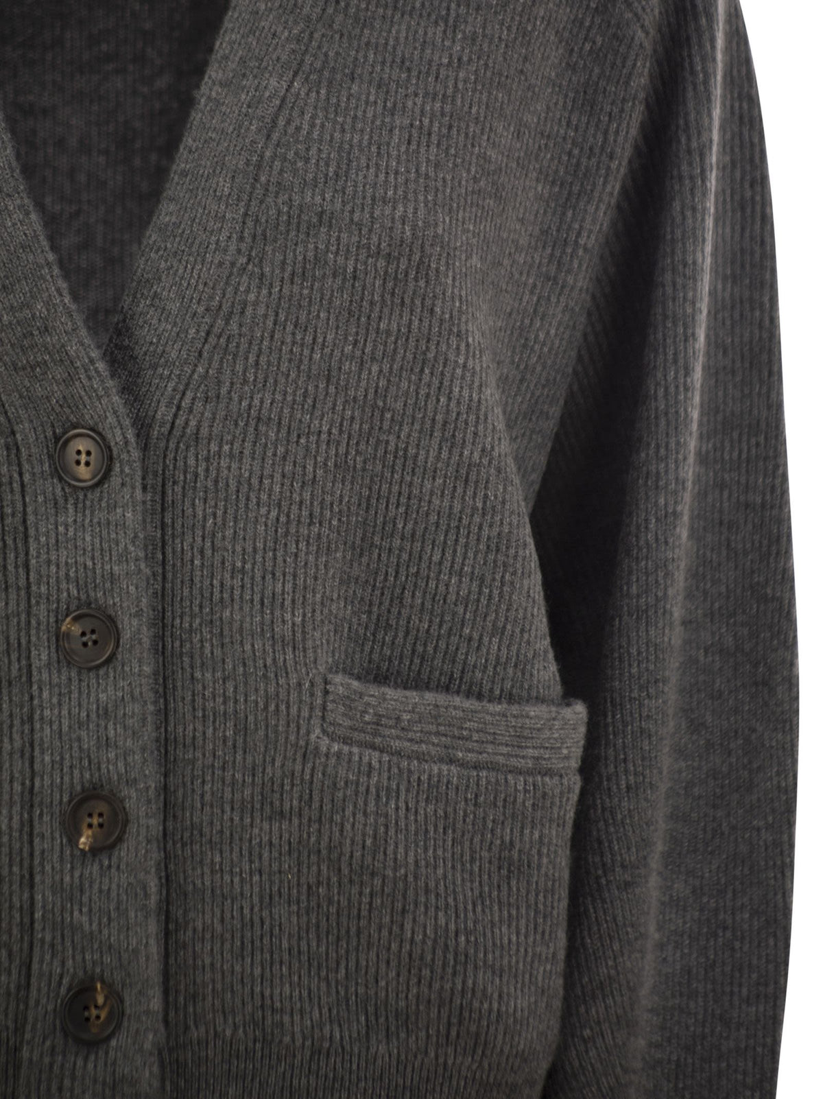 Brunello Cucinelli Women Ribbed Cashmere V-Neck Cardigan BRUNELLO CUCINELLI