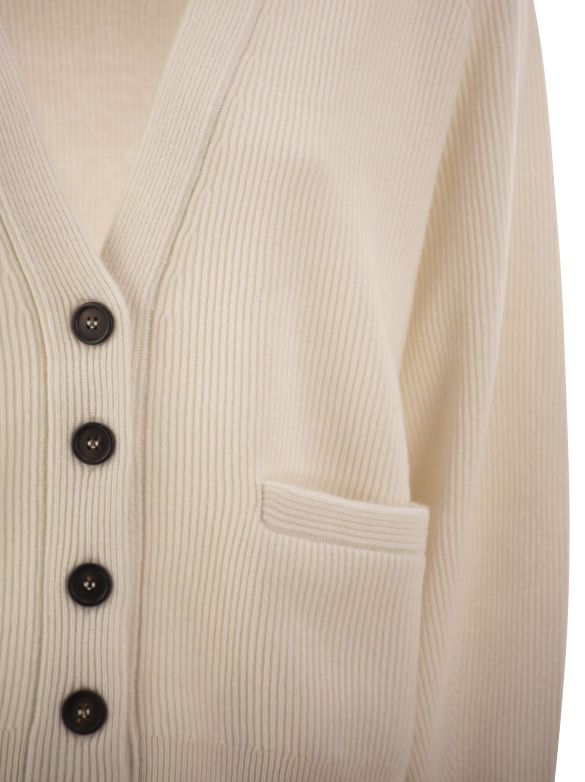 Brunello Cucinelli Women Ribbed Cashmere V-Neck Cardigan BRUNELLO CUCINELLI