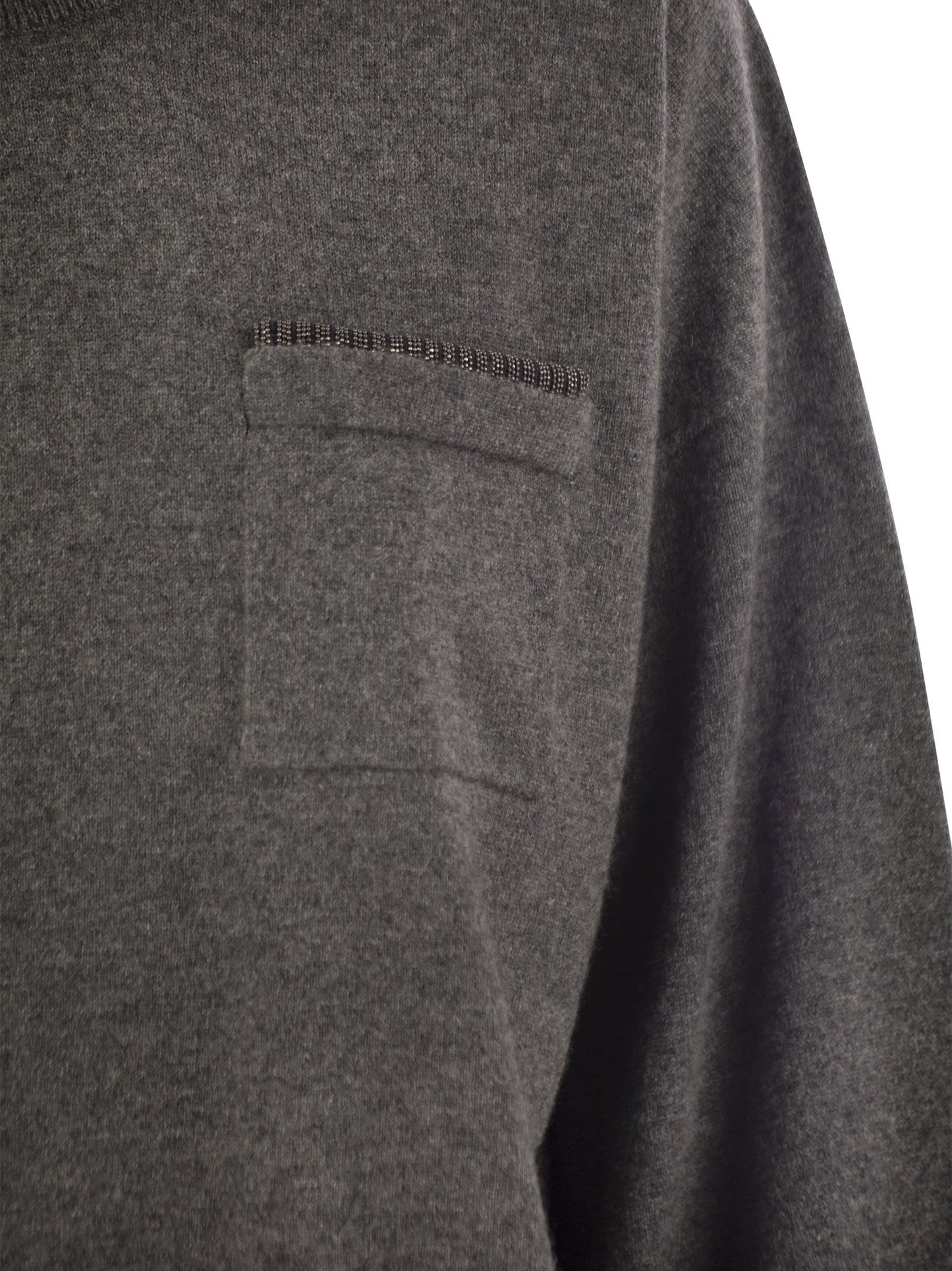 Brunello Cucinelli Women Cashmere Sweater With Breast Pocket And Necklace BRUNELLO CUCINELLI