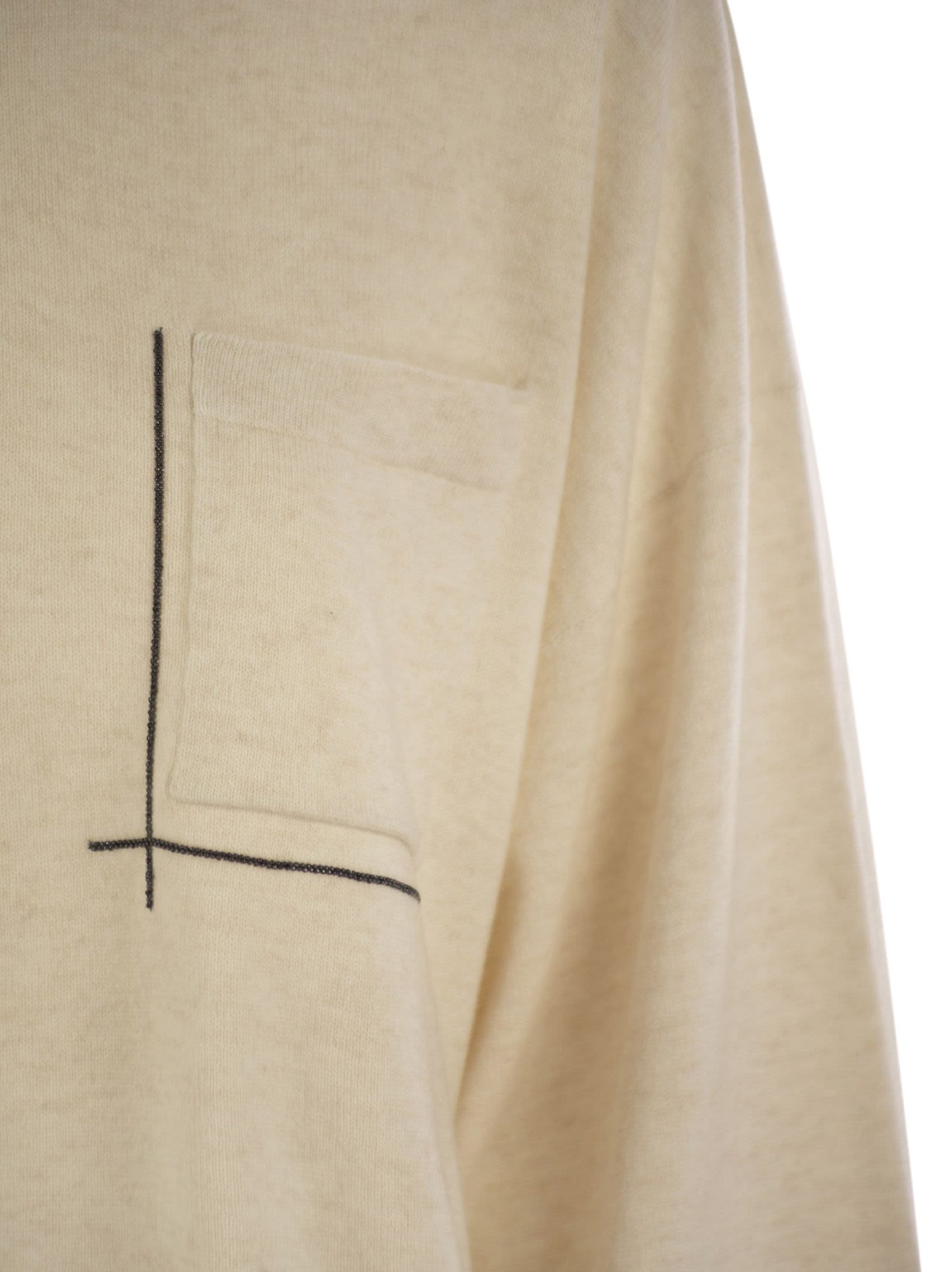 Brunello Cucinelli Women Virgin Wool, Cashmere And Silk Sweater With Shiny Pocket Detail BRUNELLO CUCINELLI
