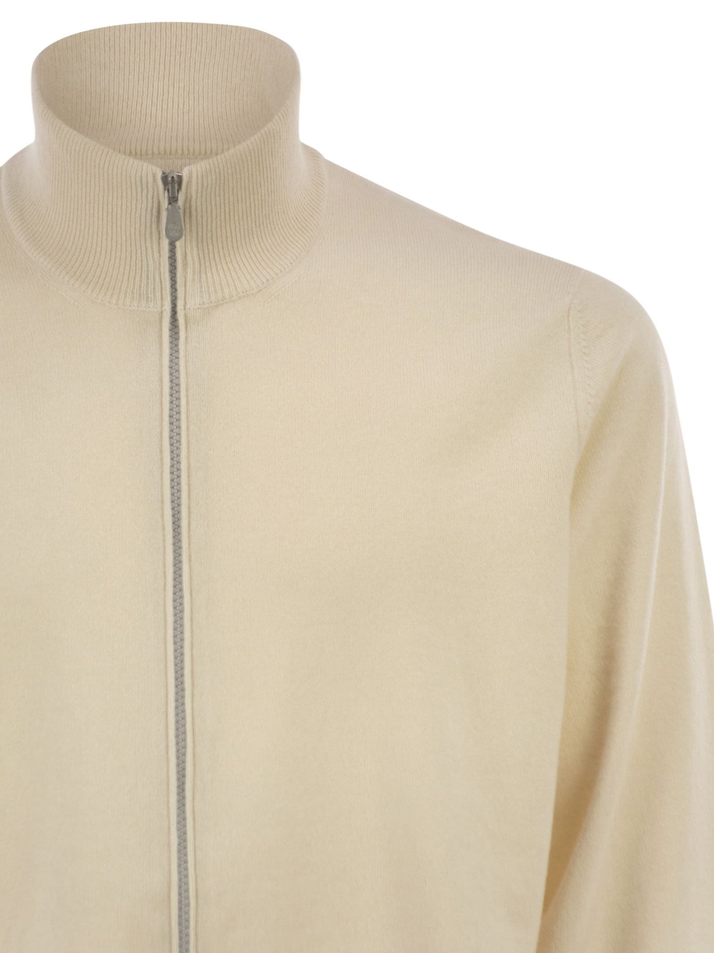 Brunello Cucinelli Men High-Necked Cashmere Cardigan With Zip BRUNELLO CUCINELLI