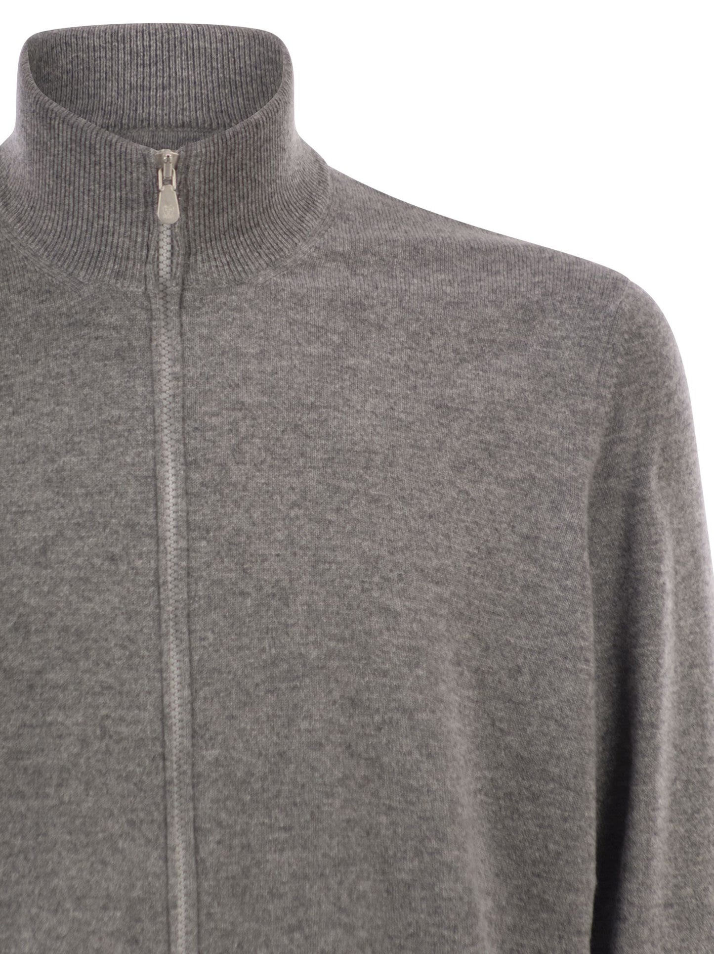 Brunello Cucinelli Men High-Necked Cashmere Cardigan With Zip BRUNELLO CUCINELLI