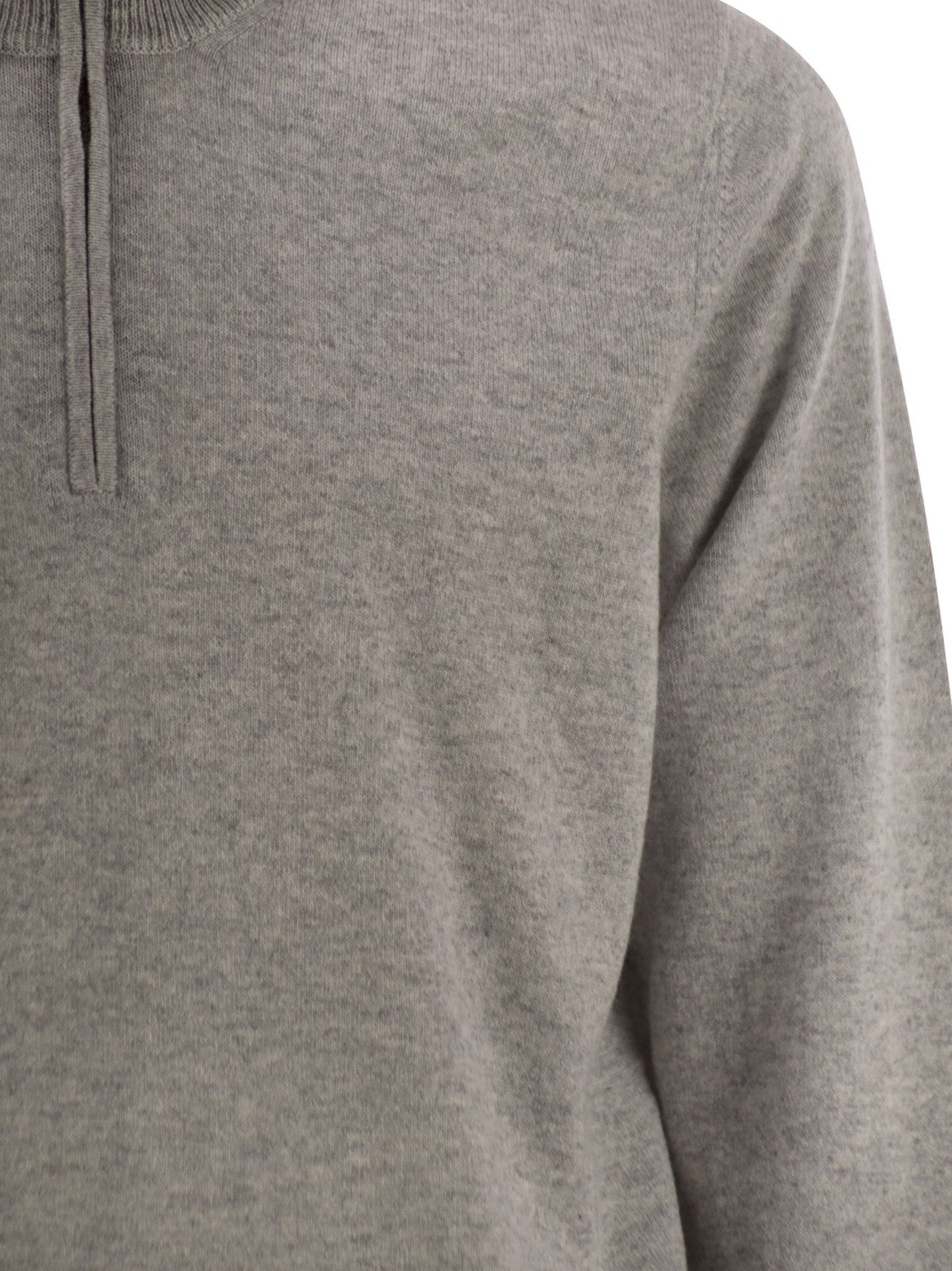 Brunello Cucinelli Men High-Necked Cashmere Sweater With Zip Opening BRUNELLO CUCINELLI