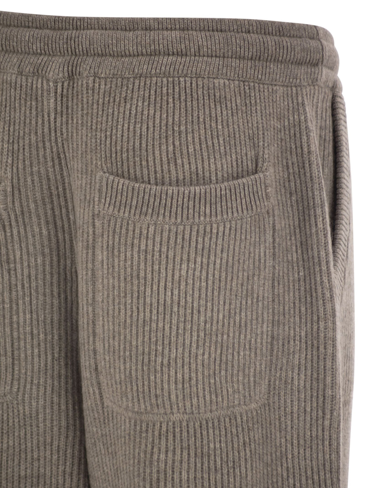 Brunello Cucinelli Men Cashmere Rib Knit Joggers With Drawstring BRUNELLO CUCINELLI