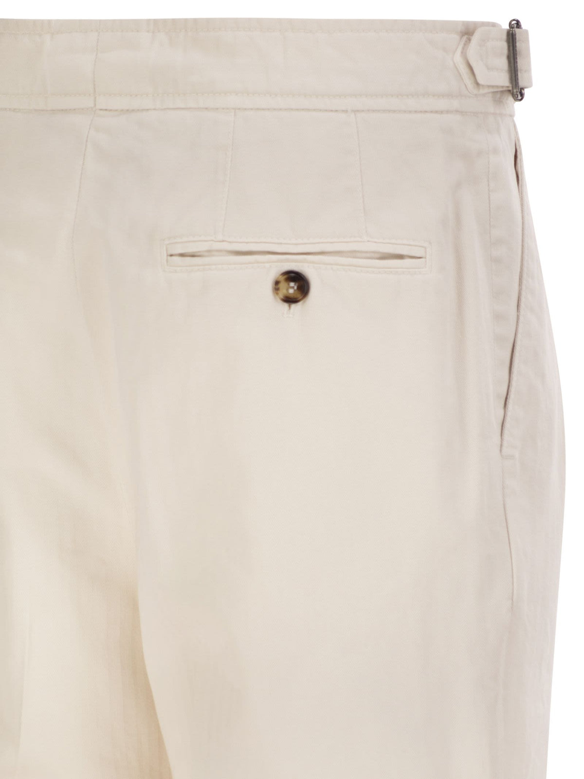 Brunello Cucinelli Men Tailored Cotton Trousers With Pleats And Side Adjusters BRUNELLO CUCINELLI