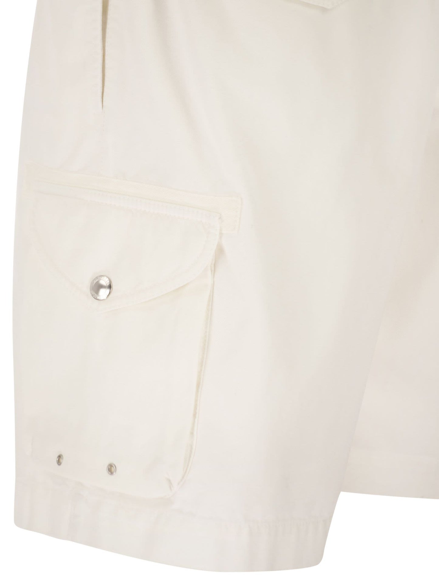 Brunello Cucinelli Men Bermuda Shorts In Garment-Dyed Cotton Gabardine With Drawstring And Double Darts BRUNELLO CUCINELLI