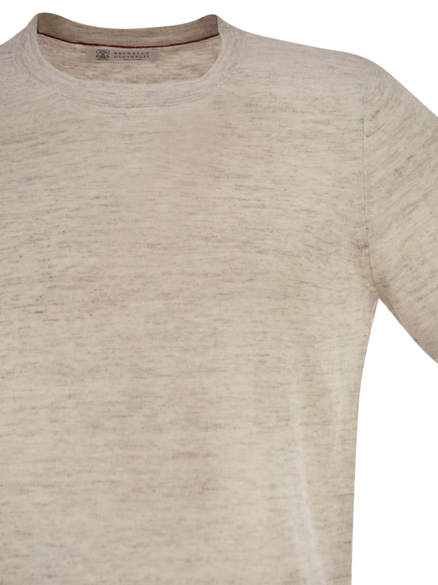 Brunello Cucinelli Men Linen And Cotton Crew Neck T-Shirt BRUNELLO CUCINELLI