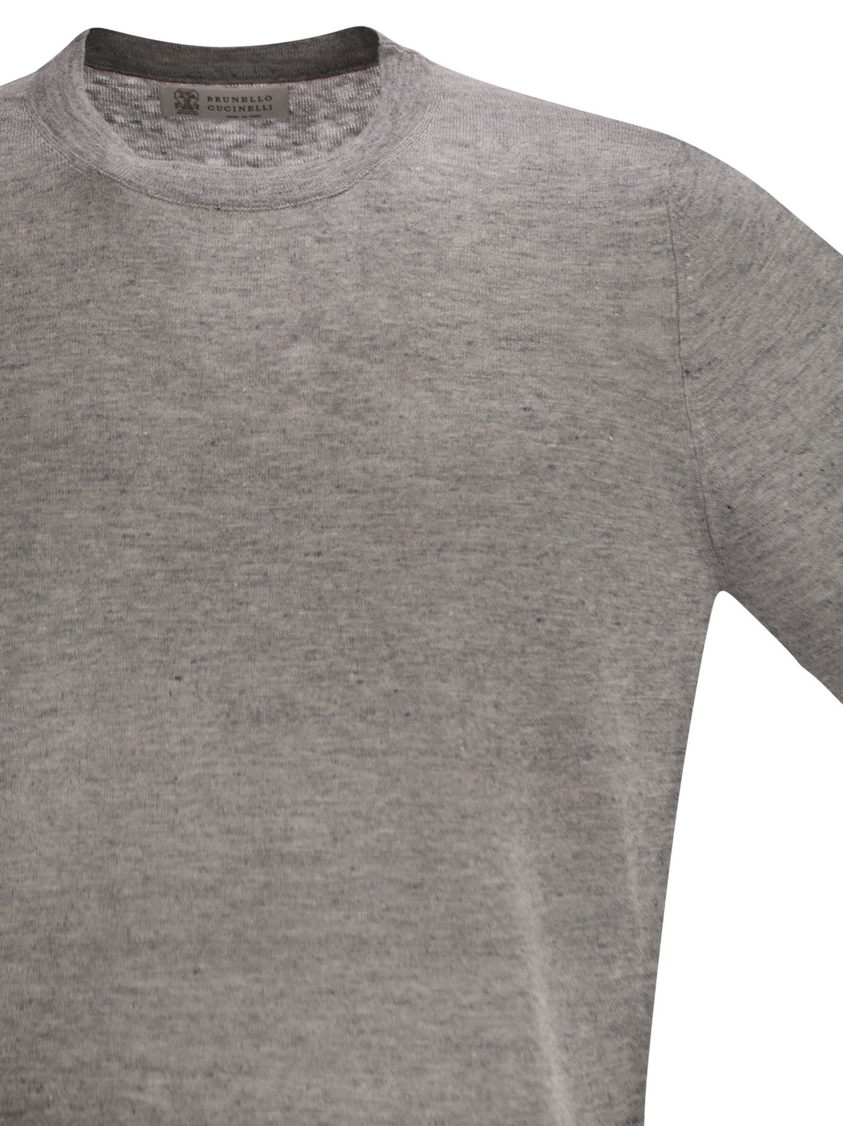 Brunello Cucinelli Men Linen And Cotton Crew Neck T-Shirt