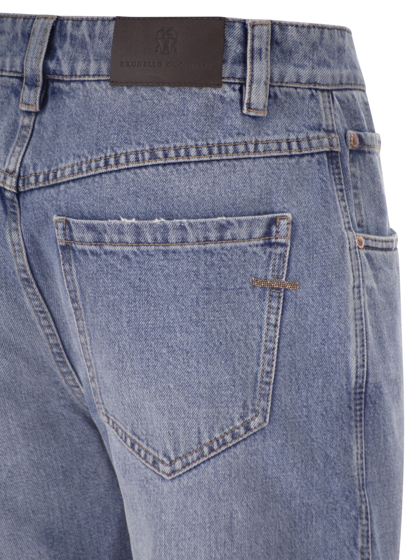 Brunello Cucinelli Women Straight Trousers In Authentic Denim With Shiny Bartack BRUNELLO CUCINELLI