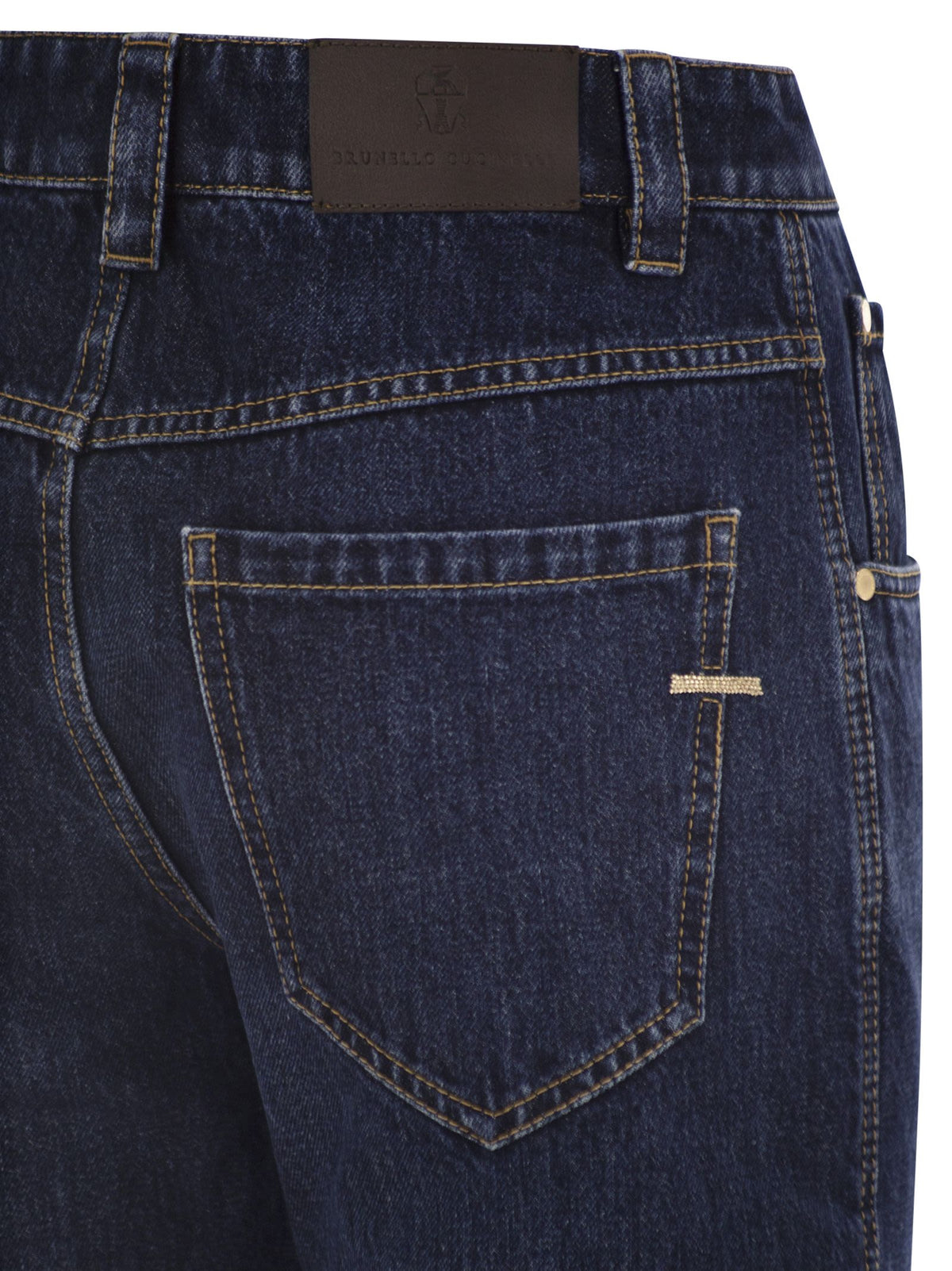 Brunello Cucinelli Women Straight Trousers In Authentic Denim With Shiny Bartack BRUNELLO CUCINELLI