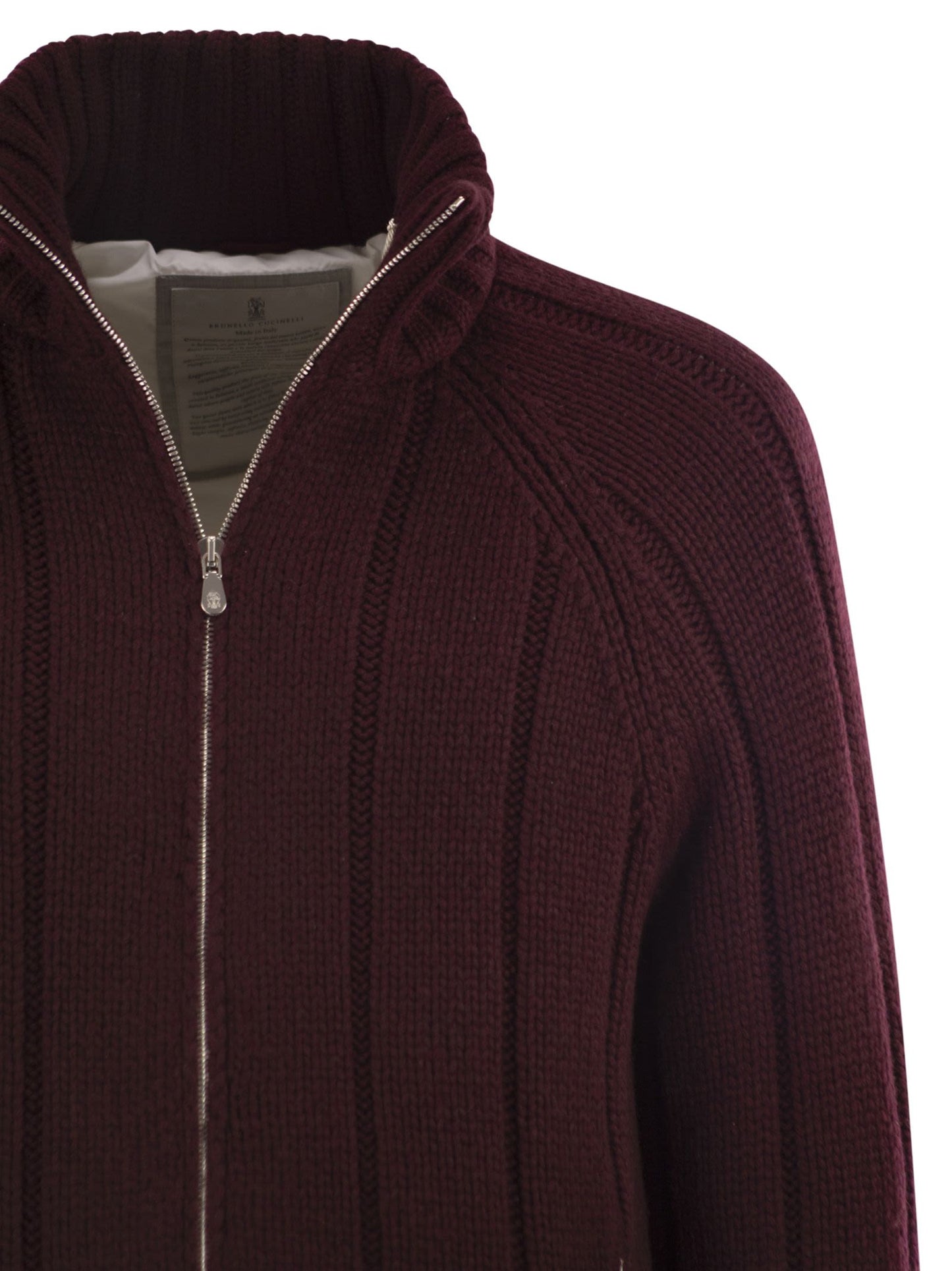 Brunello Cucinelli Men Cashmere Knit Down Jacket With Zip