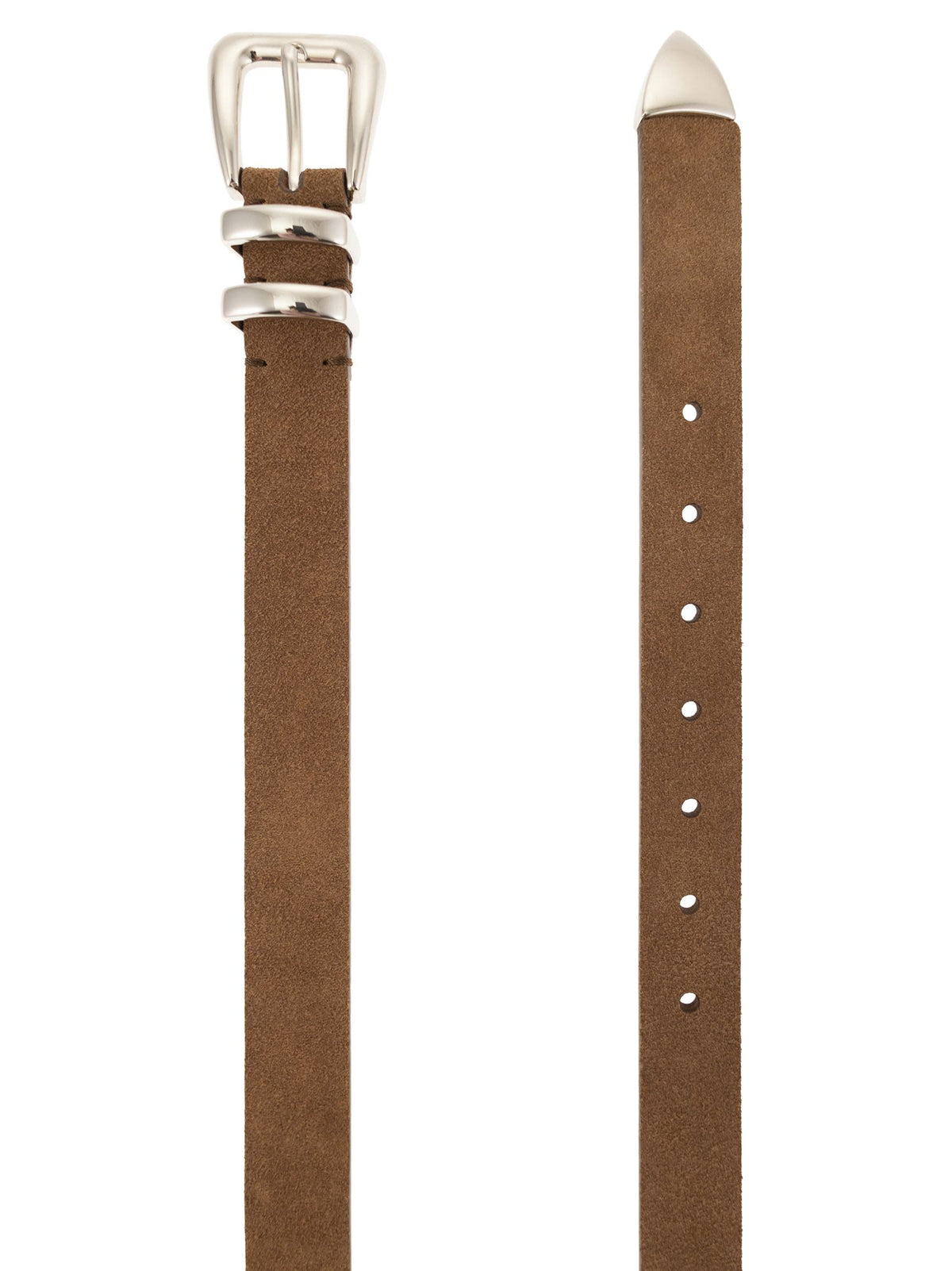 Brunello Cucinelli Men Slim Suede Belt With Polished Metal Details BRUNELLO CUCINELLI